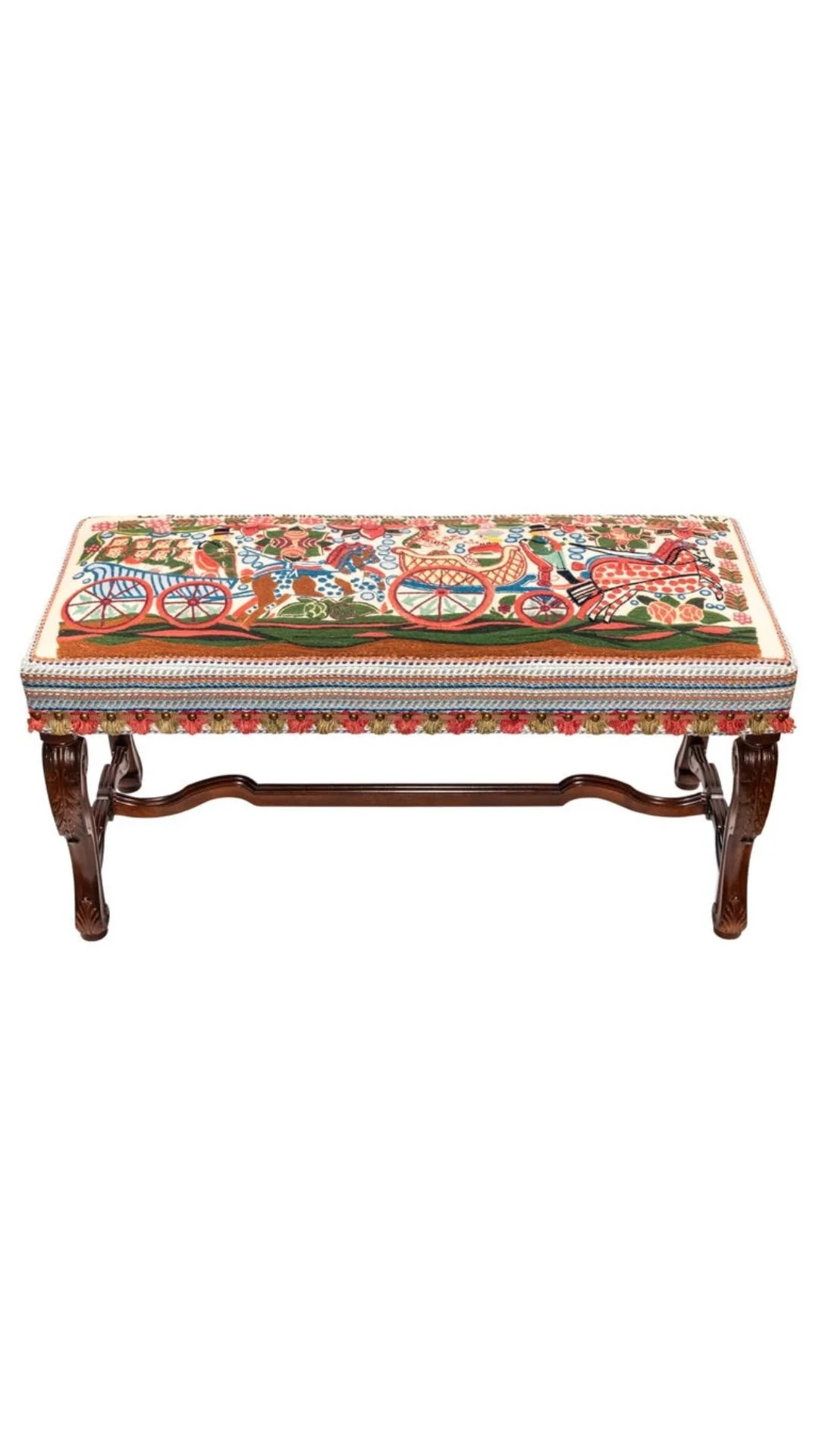 A Swedish Baroque-Style Hand Carved Bench