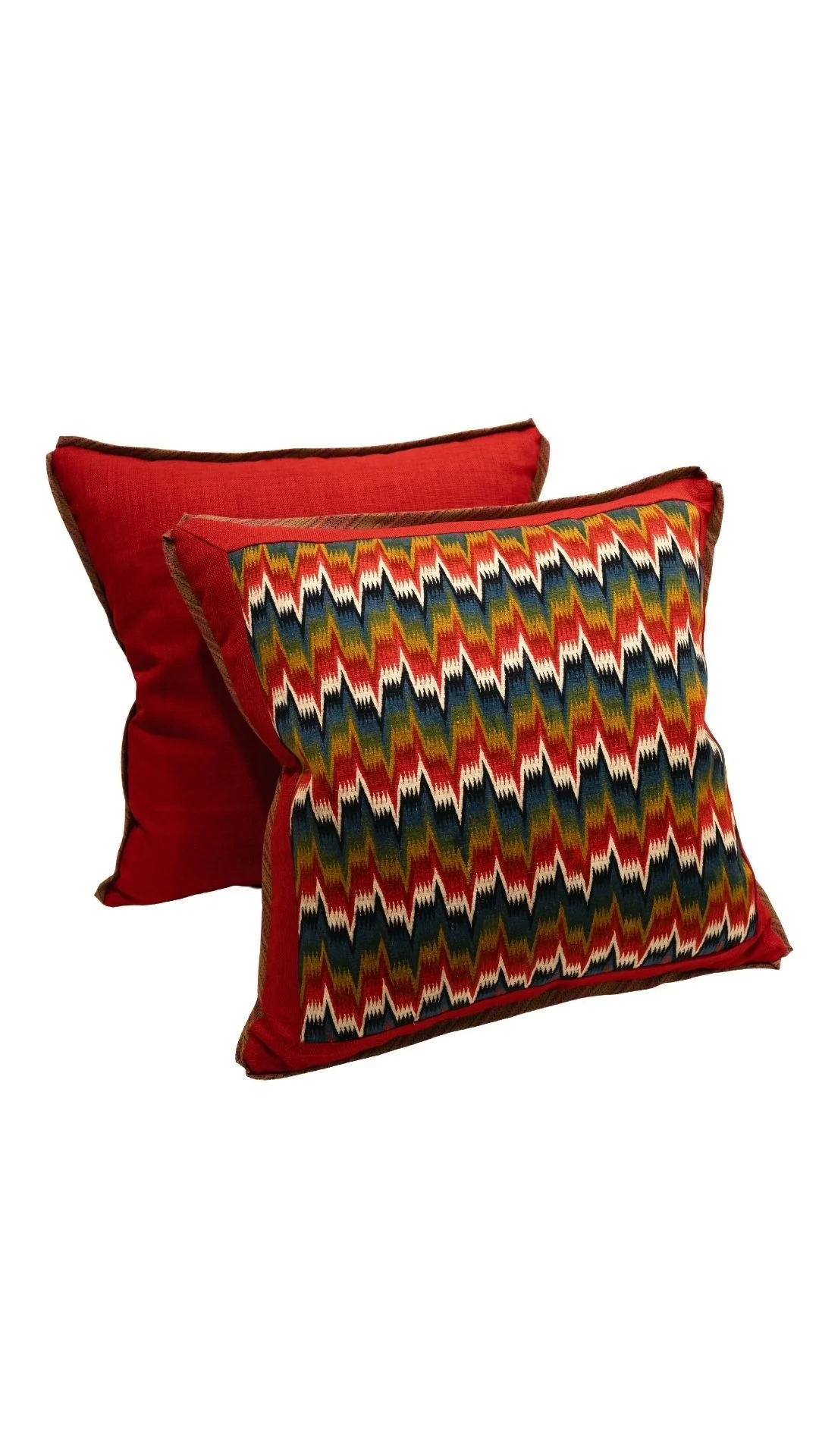 A Pair of Flame-Stitched Swedish Tapestry Cushions