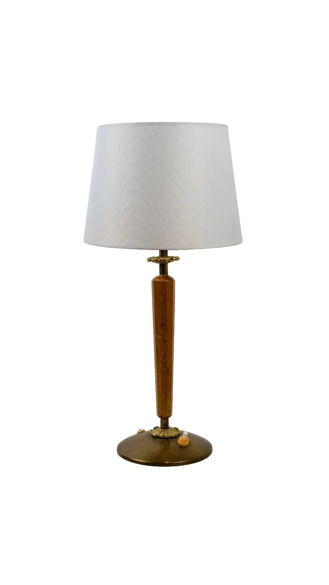 A Swedish 1930s Brass and Wood Table Lamp