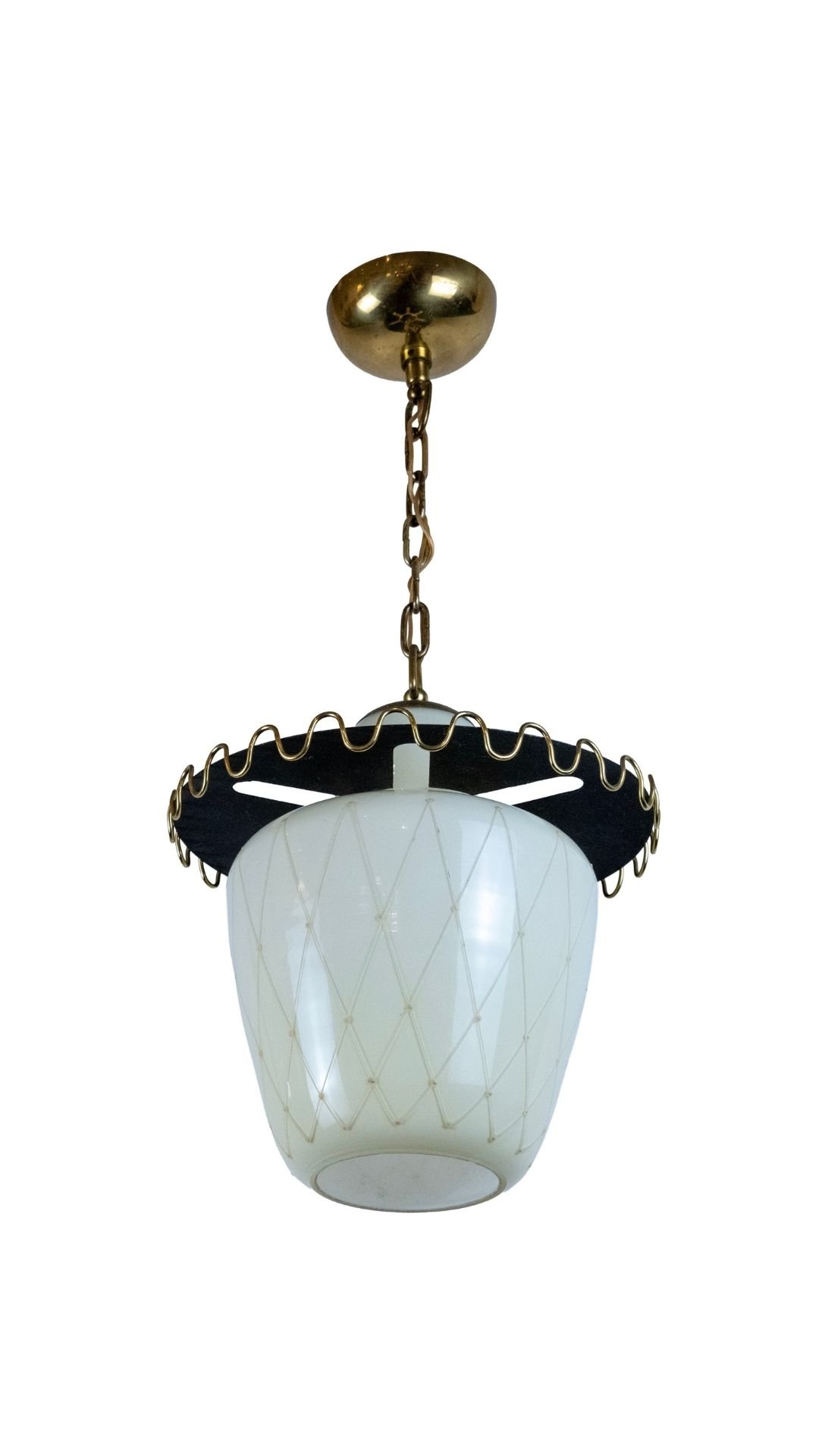 A Swedish Modern Glass Pendant with Filagree Detail