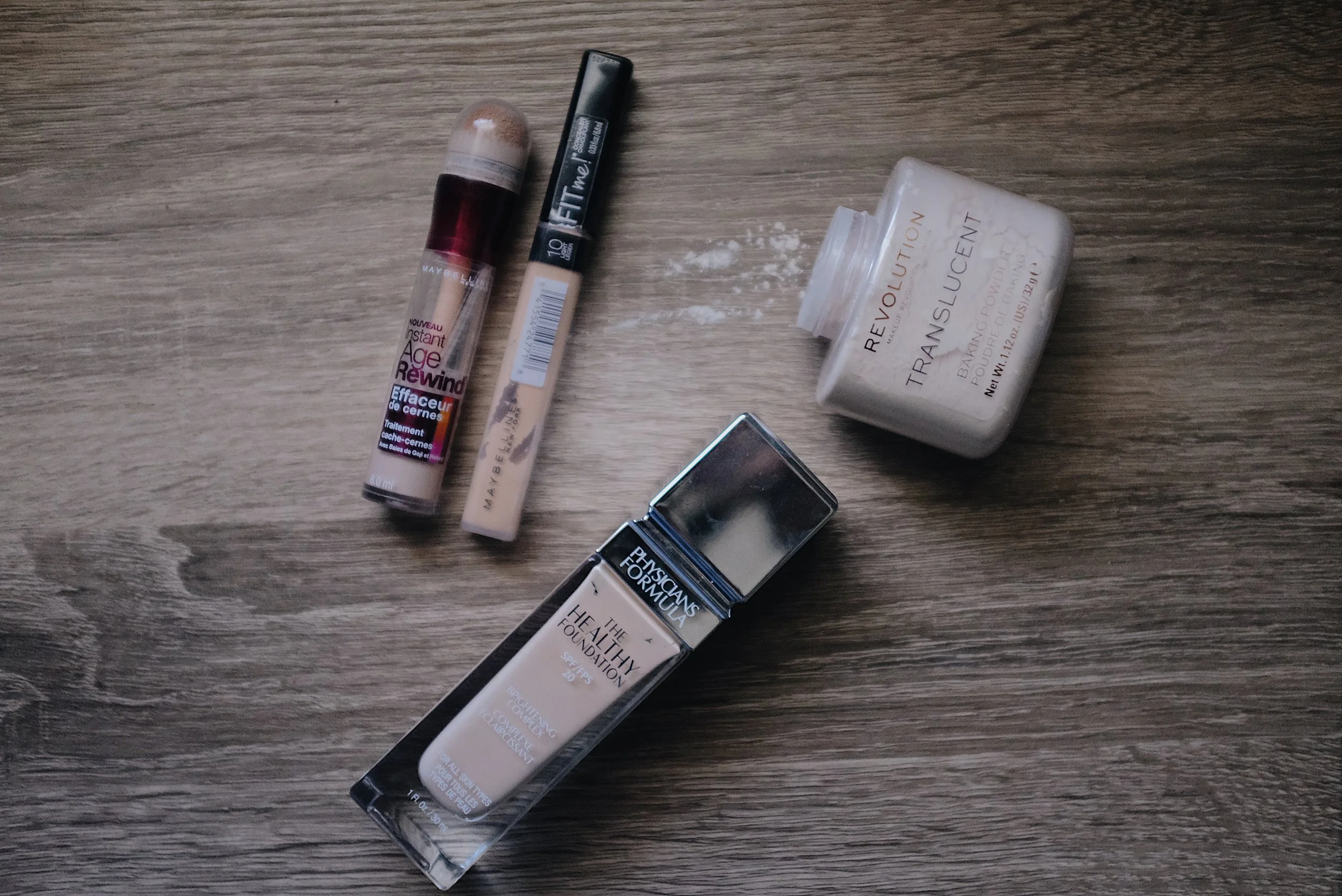 Physicians Formula ‘Healthy Foundation’ in LC1- $12.99 - I can honestly say this is my favorite foundation, it’s like an even tie with my Estee Lauder foundation, which i’m obsessed with. This foundation is amazing for everyday and can be built up, and it DOESN’T cake! Don’t worry, even though it gives a glow and isn’t a matte foundation, this foundation sits beautifully on the skin, stays all day, and doesn’t make me oily! It’s like my skin but better. Maybelline ‘Age Rewind Eraser Dark Circles’ Concealer (under the eyes) in Fair- $10 - I don’t have super dark circles but this under eye concealer just helps me look bright and awake, and it doesn’t crease on me. I do set my under eyes w/ powder though to ensure no creasing and to provide extra coverage. Maybelline ‘Fit Me’ Concealer (spot concealing) in Light- $7 -This concealer is amazing at covering pesky pimples or adding extra coverage to dark spots. It’s also buildable & blendable w/o caking up on itself. Makeup Revolution ‘Baking Powder’ (setting the face/ baking ) 'in Translucent- $8 -If you’re looking for a powder that makes you look bright and poreless, you need this one! My only negative is that loose powder is a PAIN when trying to apply because it gets everywhere…just don’t wear dark colored clothing while applying. Another powder I love : Coty ‘Airspun Loose Face Powder’ in Translucent- $6 (beware, this powder has a strong scent but beautiful coverage!)