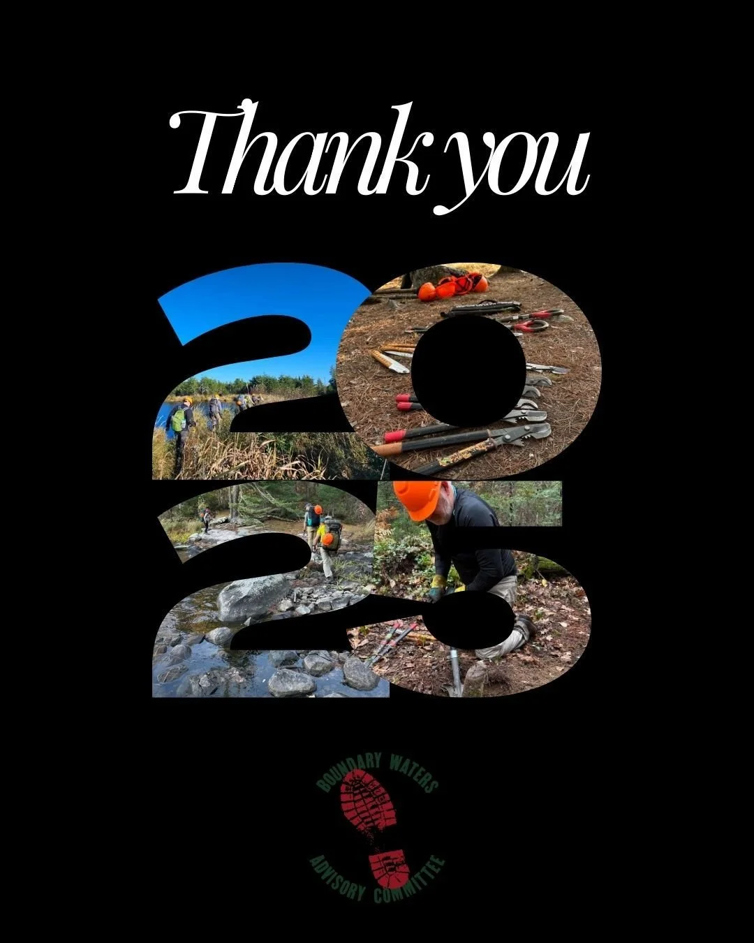 🌲 What an incredible 2025 trail season! 🌲

Thanks to our amazing volunteers, we:
✔️ 17 volunteer crews  ventured into the BWCAW
✔️ Engaged 110 trail volunteers
✔️ Cleared 109 miles of trail
✔️ Logged 11,840 USFS volunteer service hours

Our crews w