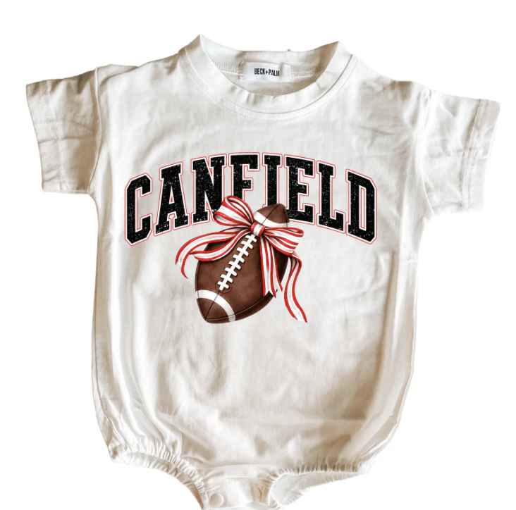 Canfield Bow + Football Romper Tee
