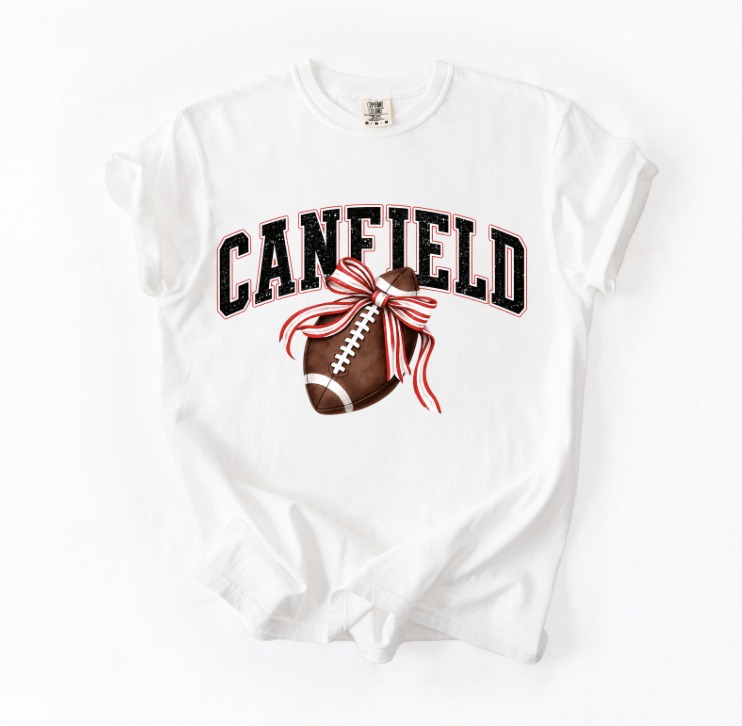 Canfield Football + Bow Tee- White