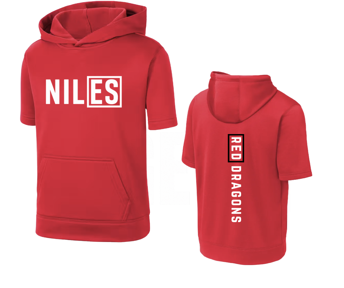Niles Sport Tech Short Sleeve Hoodie -Red