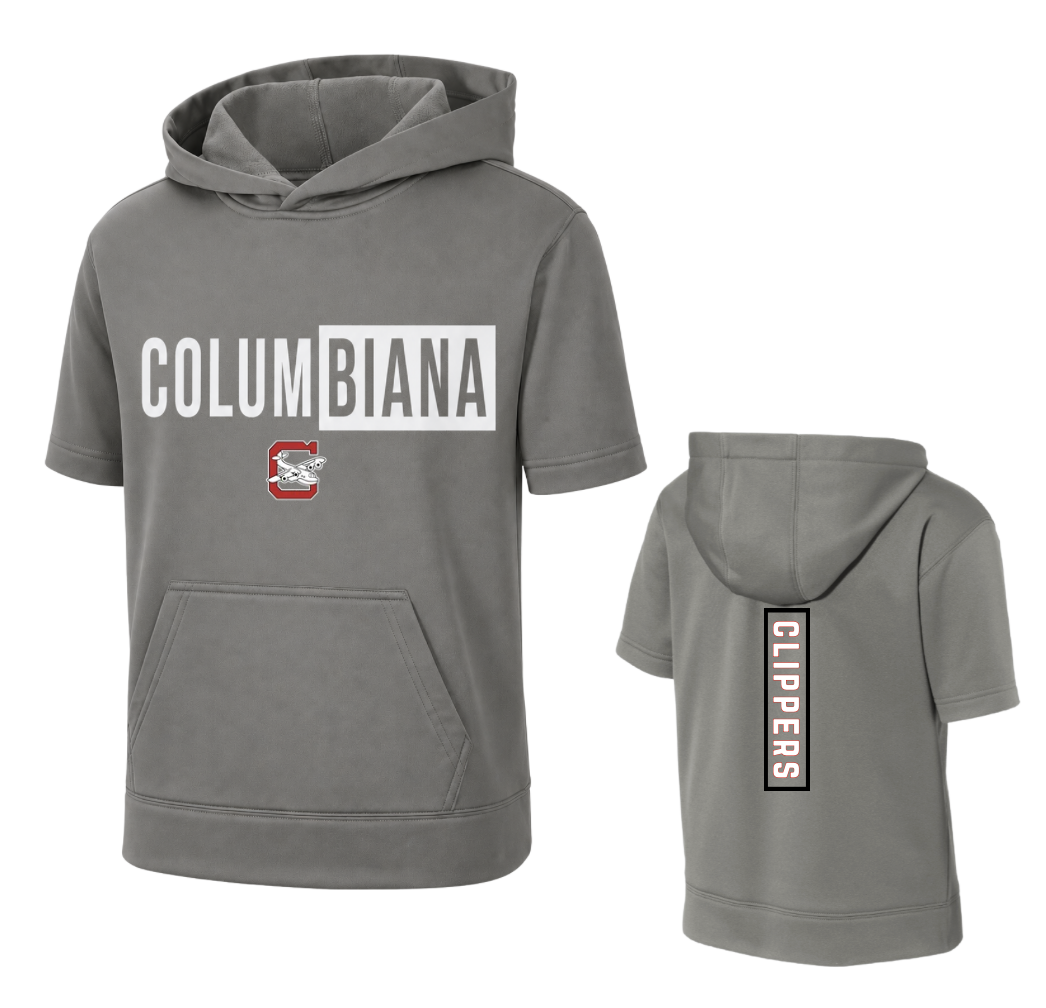 Columbiana Sport Tech Short Sleeve Hoodie - Grey