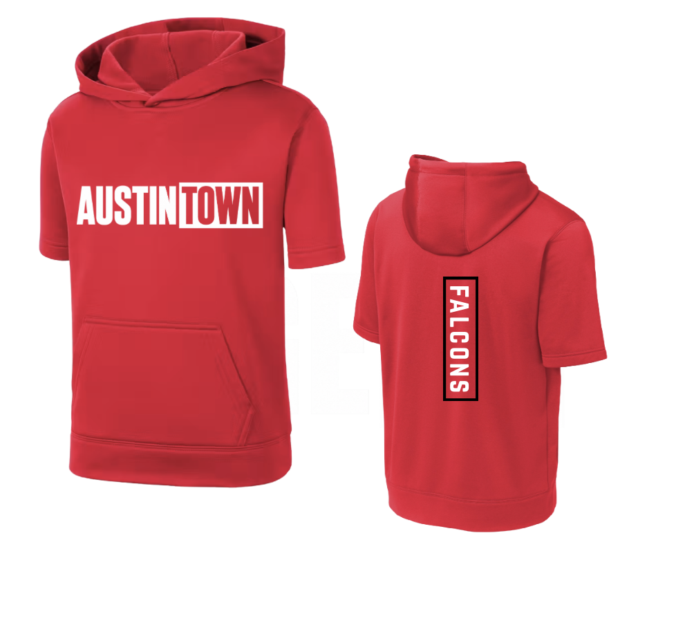 Austintown Sport Tech Short Sleeve Hoodie -RED