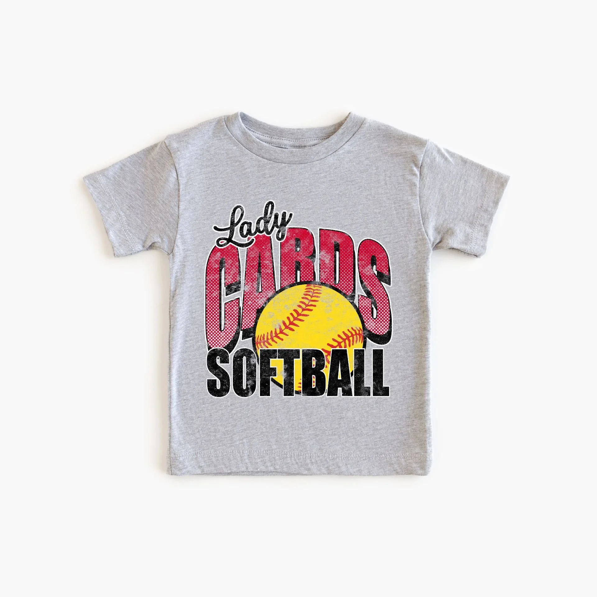 Lady Cards Softball Tee-Grey