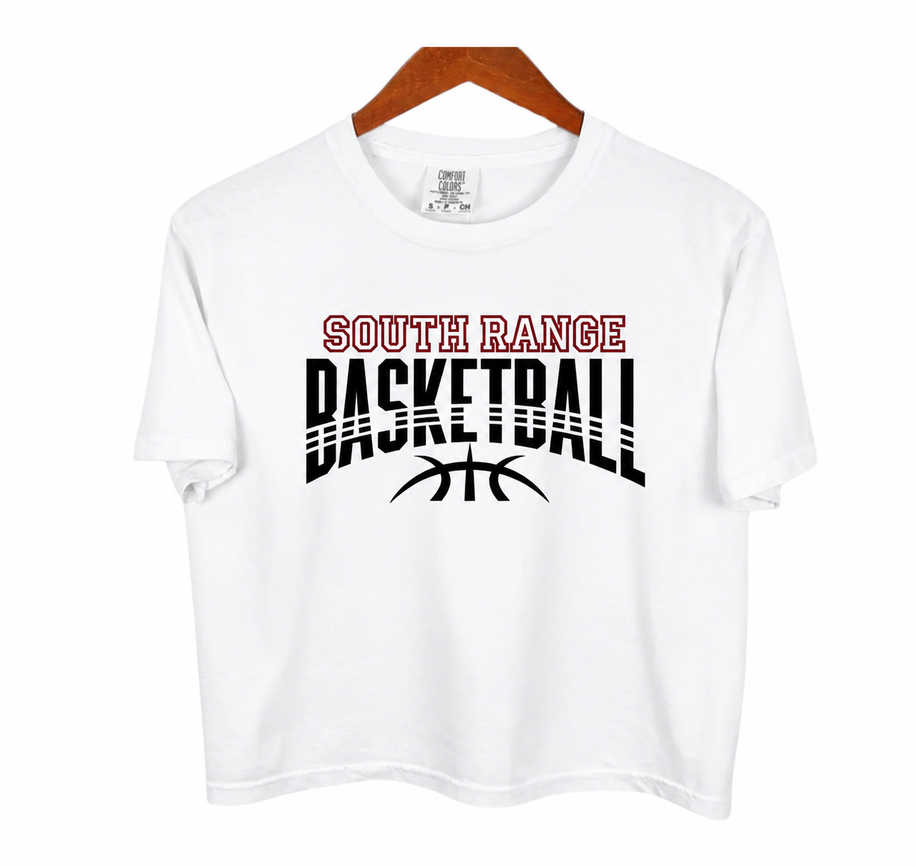White SOUTH RANGE basketball T-shirt.png