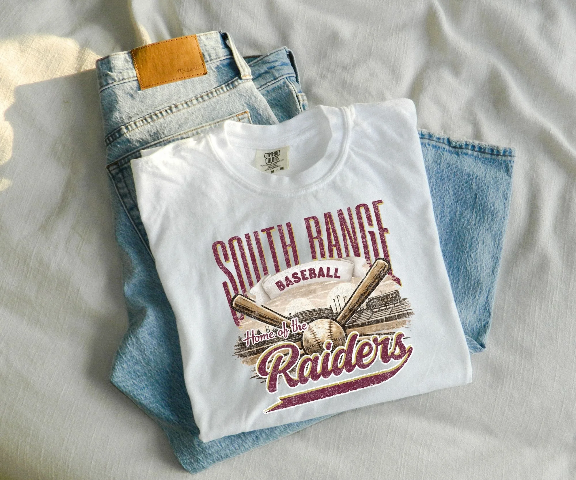 South Range Baseball- White Tee