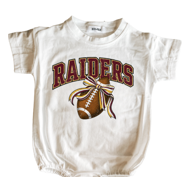 Bow+Football Raiders -Romper Tee