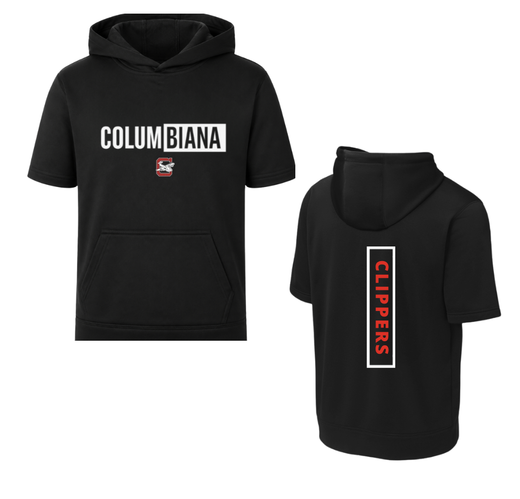 Columbiana Sport Tech Short Sleeve Hoodie - Black