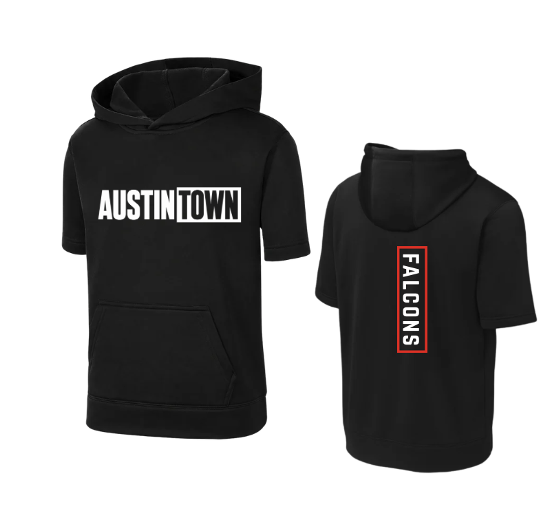 Austintown Sport Tech Short Sleeve Hoodie -Black