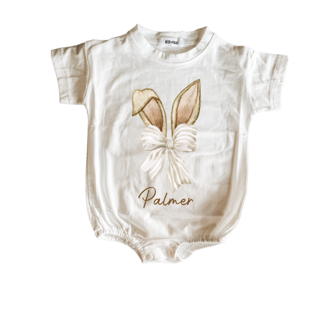 Bunny Ears + Bow Personalized- Romper