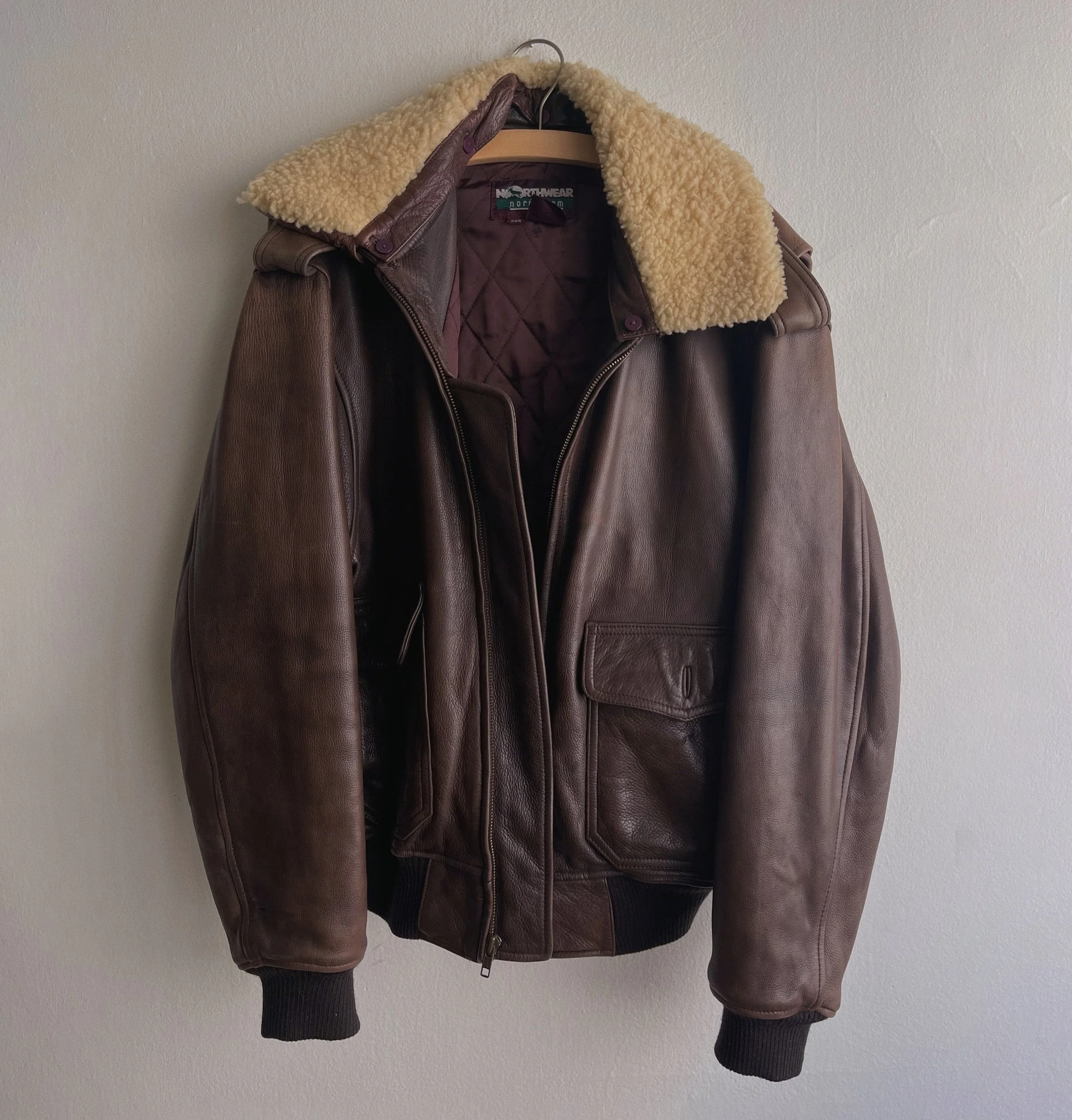 Vintage Borwn Leather Bomber Jacket