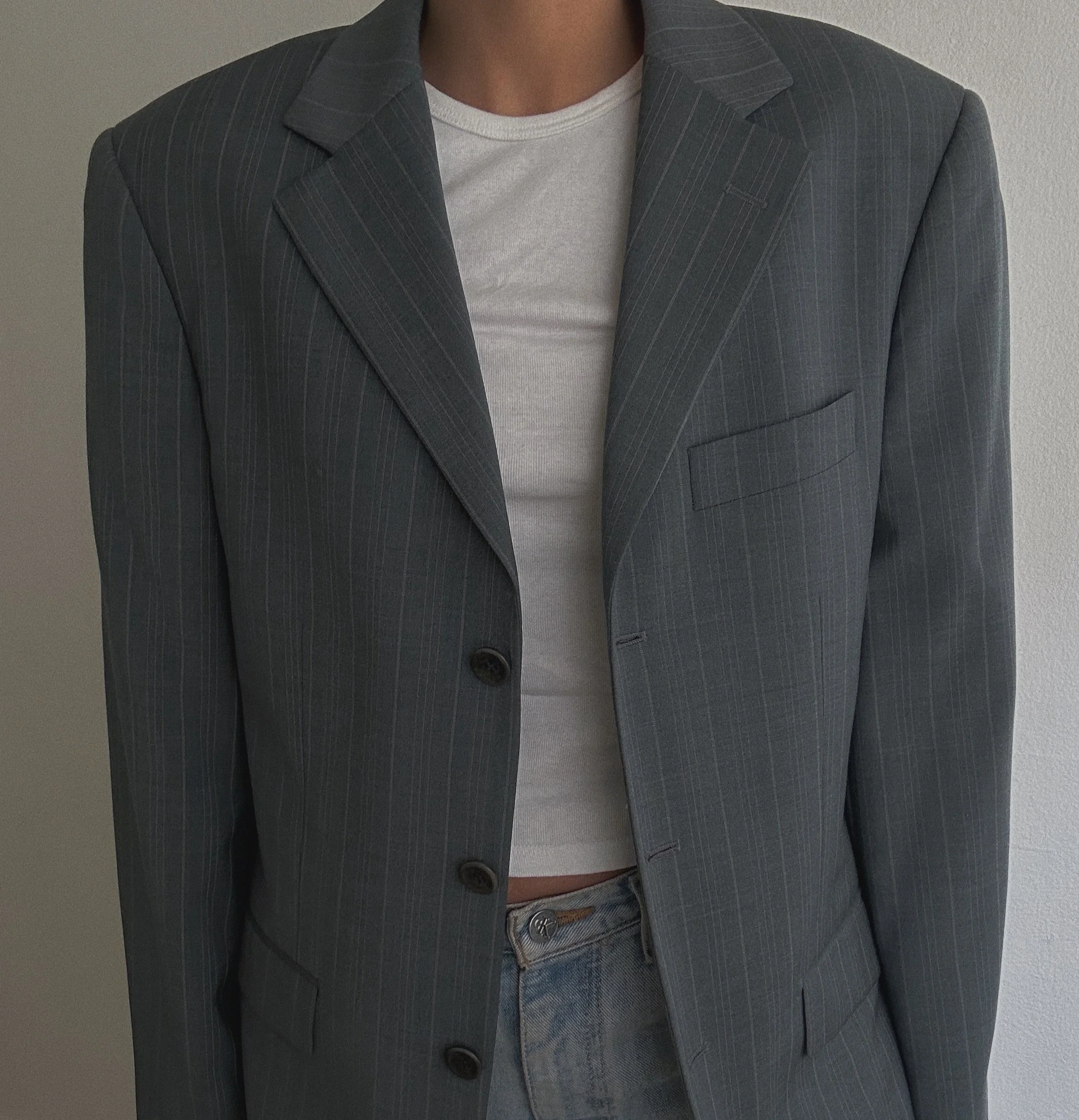 Vintage Grey Boyfriend Blazer