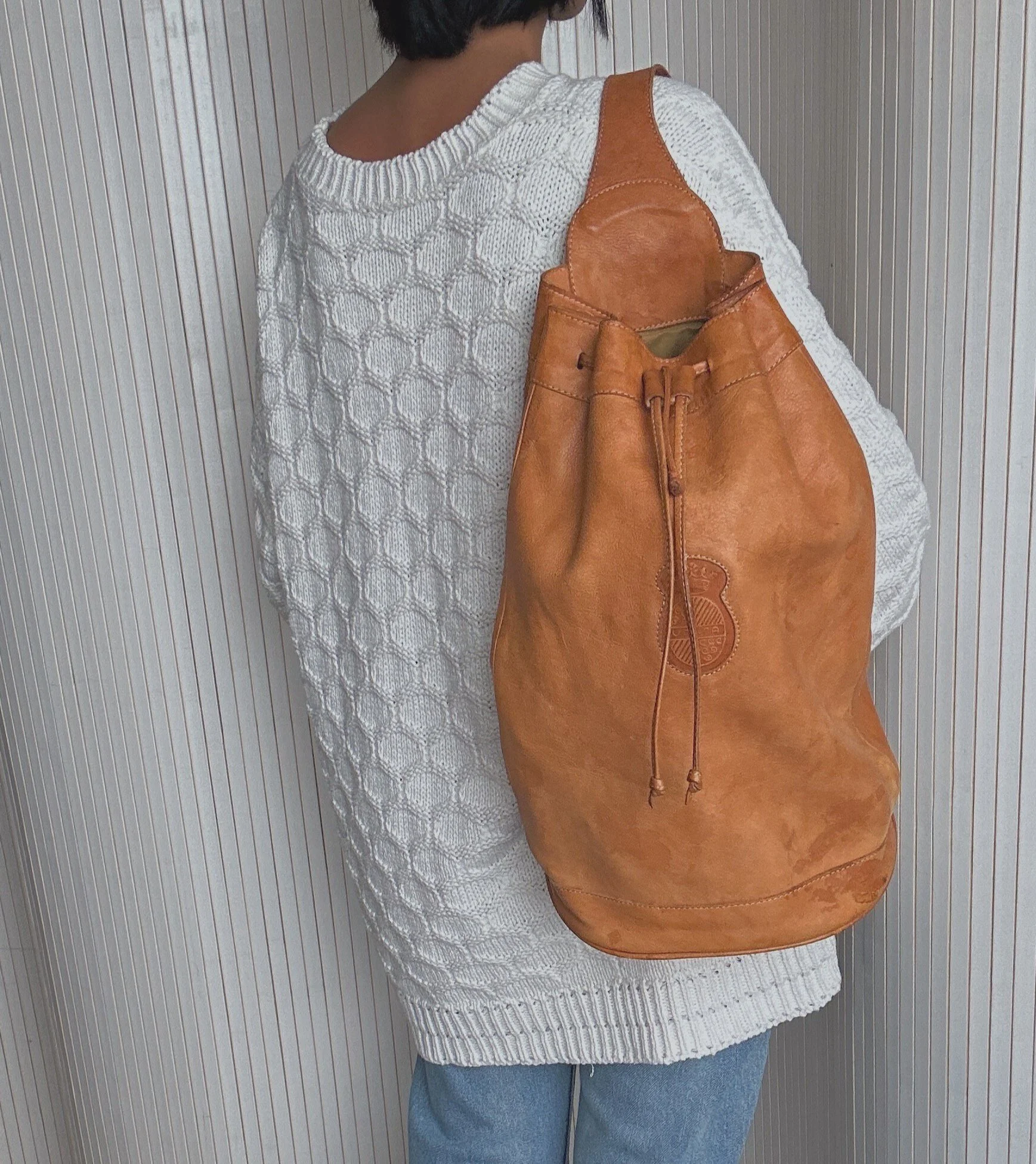 Vintage Single Strap Leather Backpack