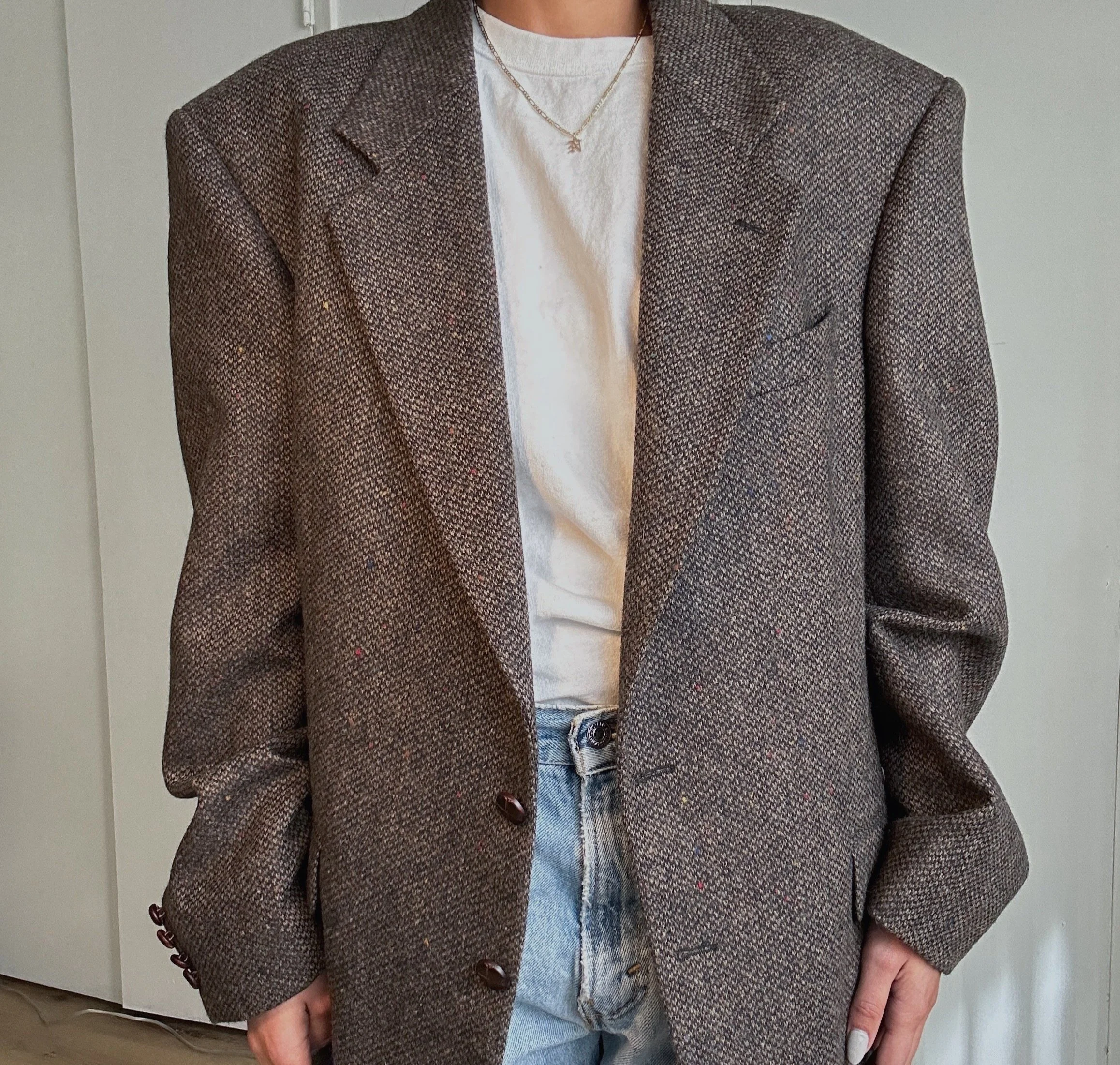 Vintage Brown Wool Boyfriend Blazer