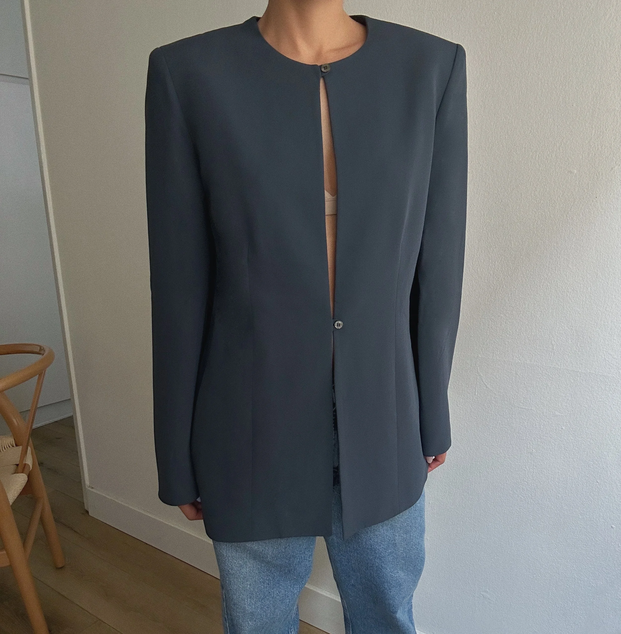 Vintage Blue Gray Lightweight Blazer