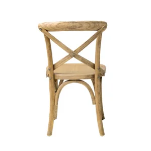 WOOD CROSS BACK CHAIR Width 14” Depth 13.5” Height 25.5” Seat Height 13.5”