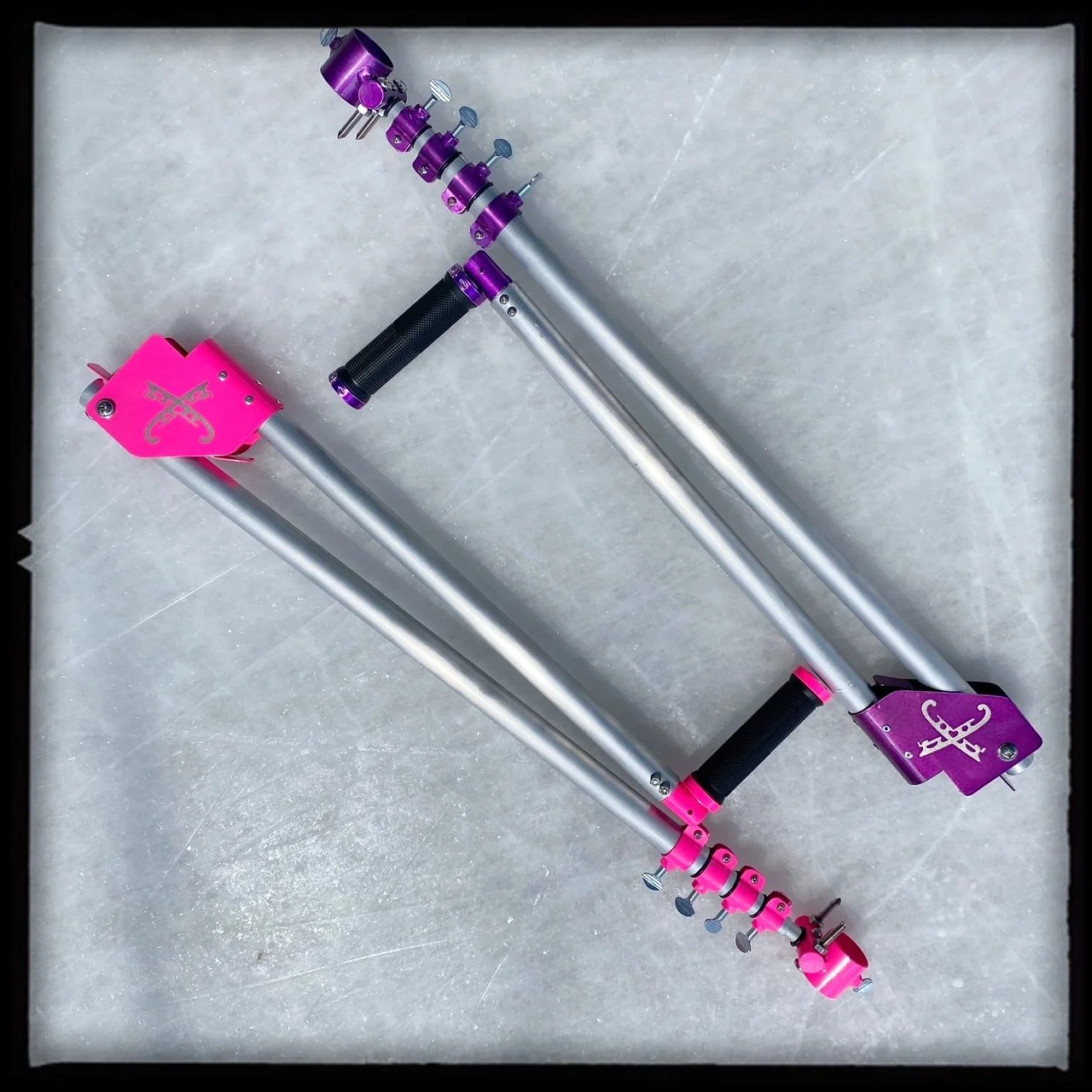 Custom figure skating scribe tool with powder coated finish and stencil options