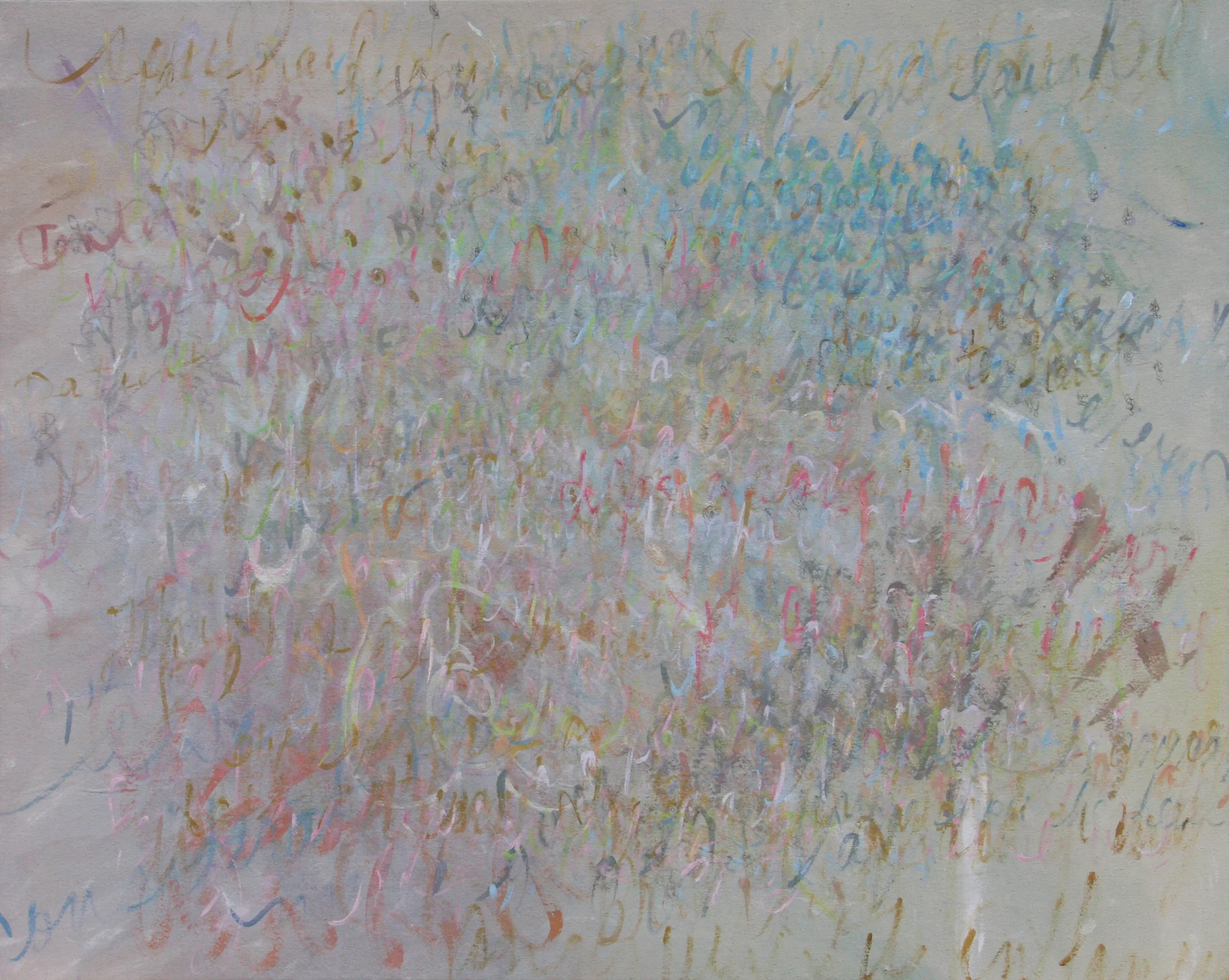 Notes on Desire, Acrylic, gouache and uniball pen on canvas, 44” x 55”, 2012, private collection, Sharjah, United Arab Emirates