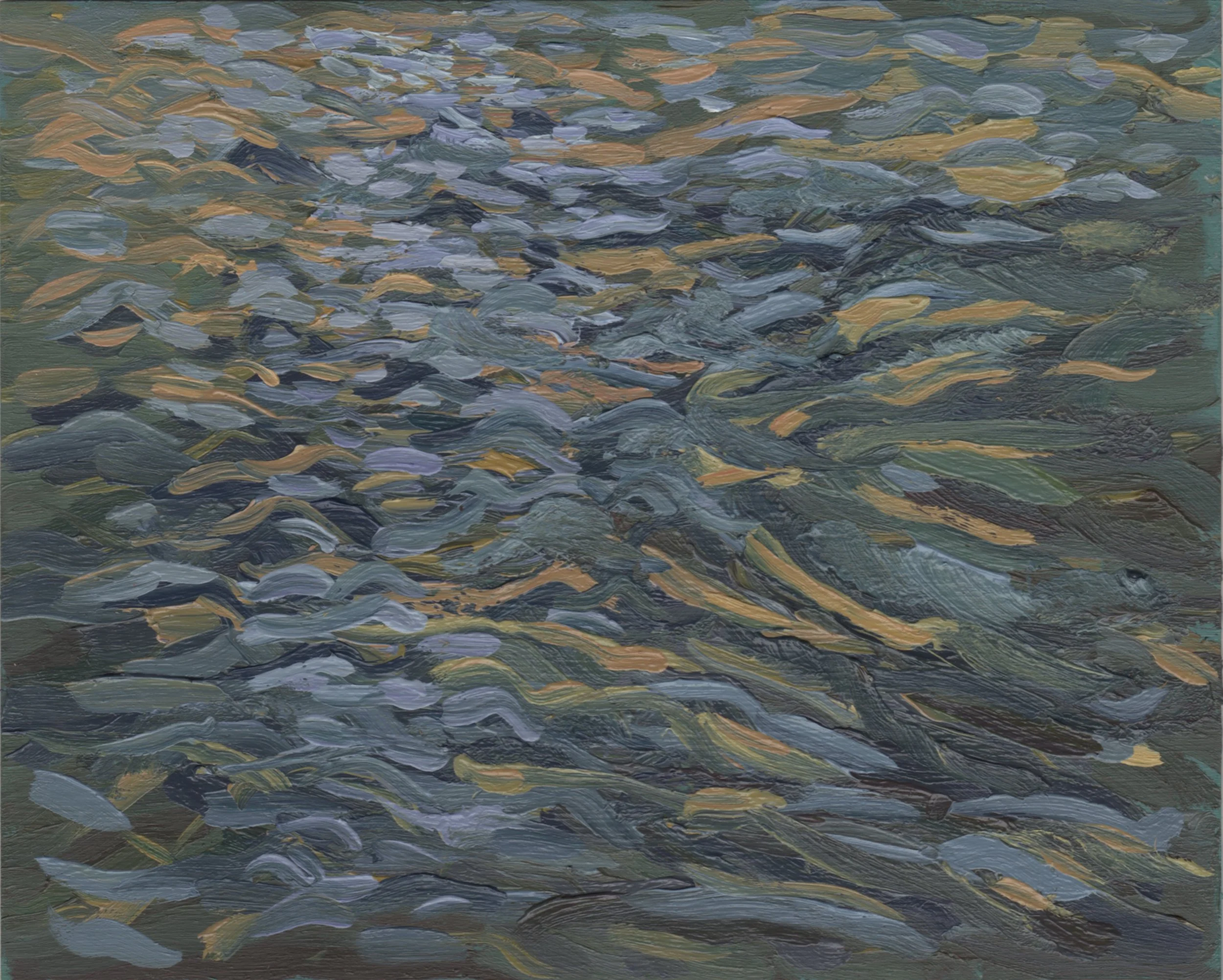 June 17 2016, SW corner of Confluence, last light, oil on birch panel, 8" x 10"