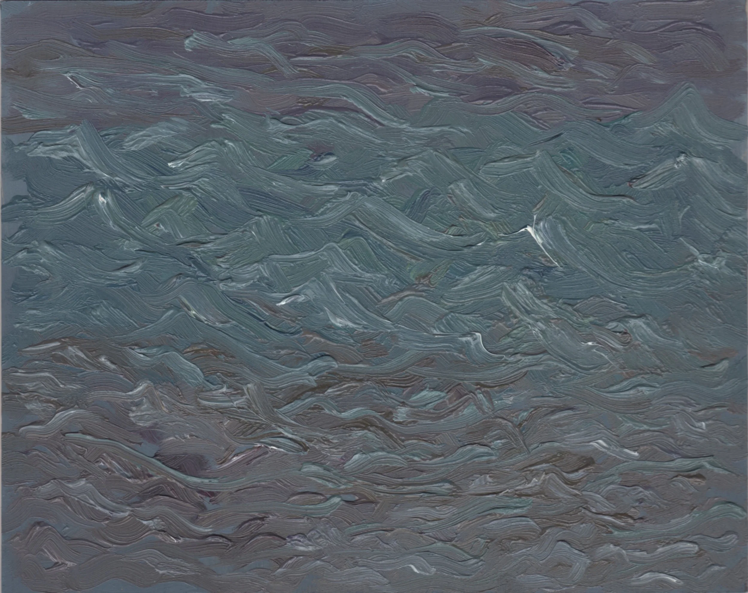 August 2015, last light, 1 block east of yellow house, oil on birch panel, 8" x 10"