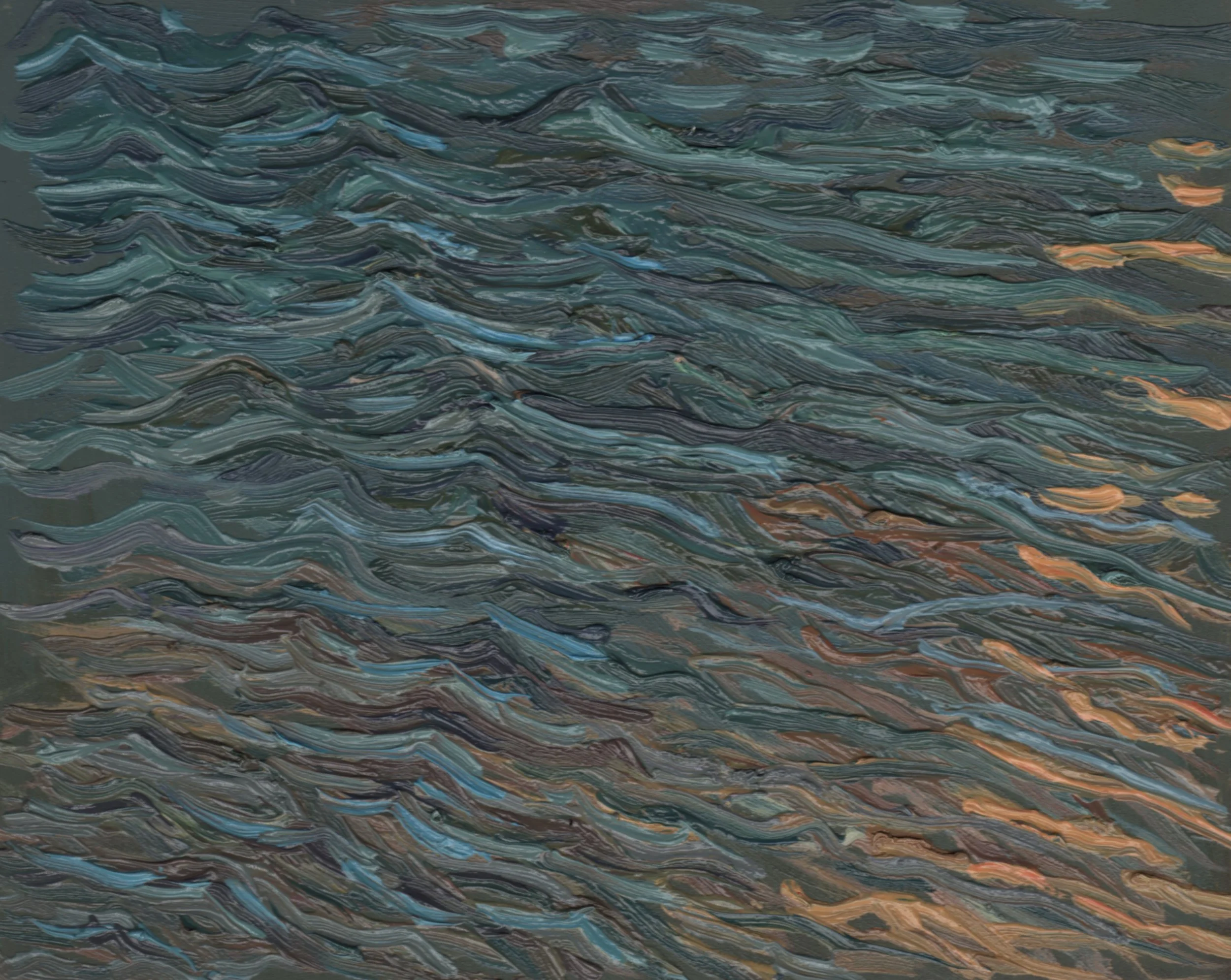 September 9 2016, SE end of St Patrick's Island, Last Light, Oil on Birch Panel, 8" x10"
