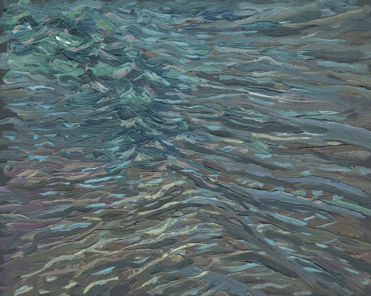 August 13 2016 SE end of St Patrick's Island Bridge, oil on birch panel, 8" x10"