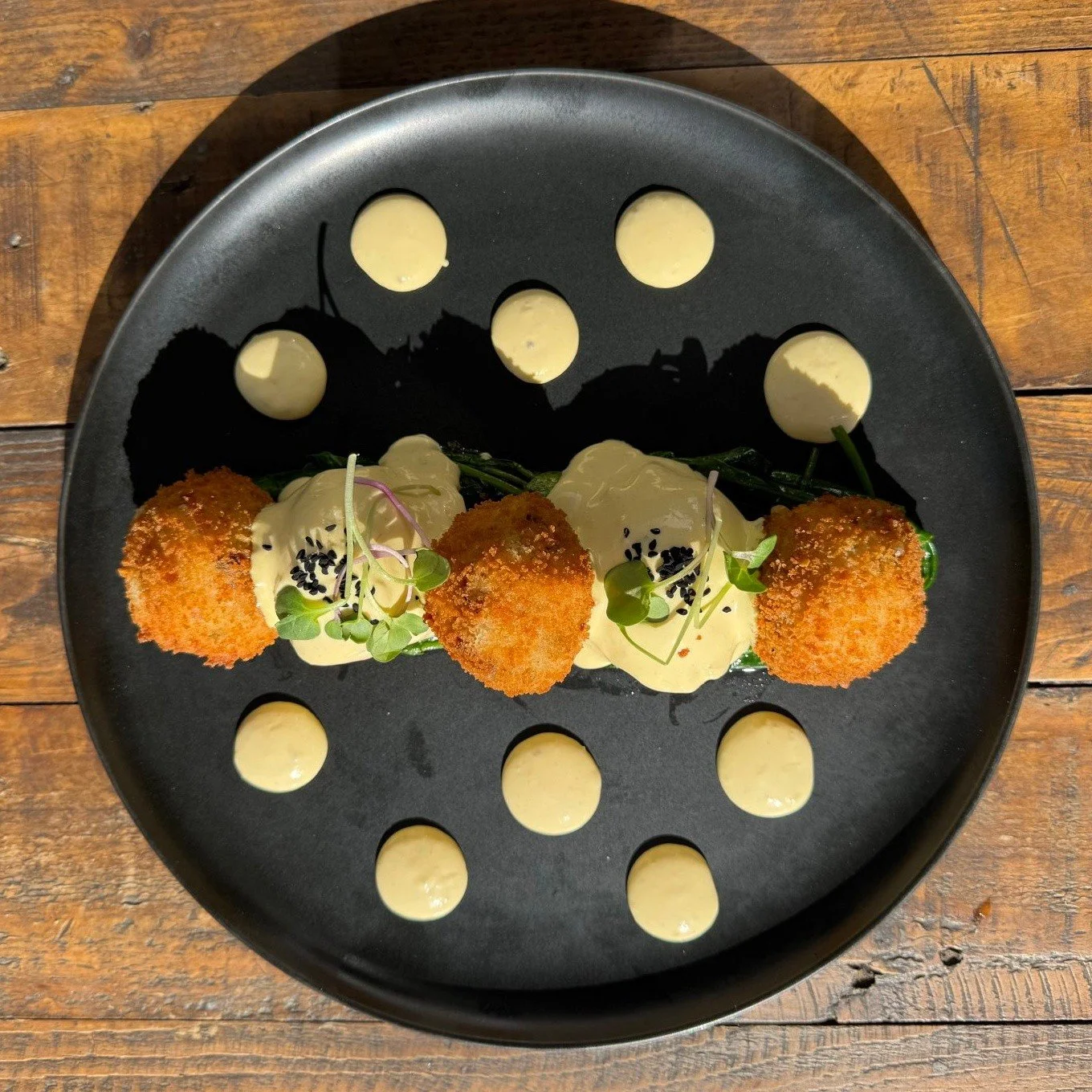 Our Arancini Benedict is leaving the menu soon!

Come in and try it before it's gone!

Arancini Benedict
Chorizo, mozzarella and chive arancini (3), poached eggs (2), wilted spinach, bacon topped with brown butter miso hollandaise