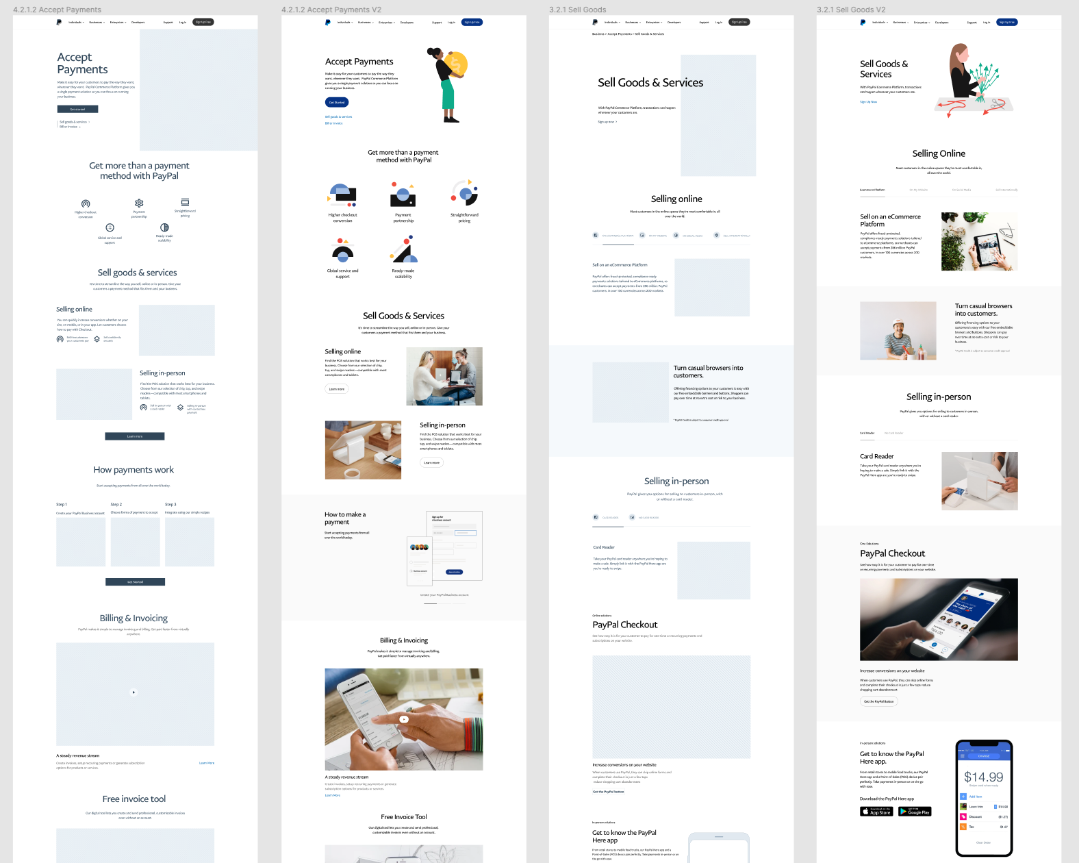 Accept Payments and Sell Goods and Services pages