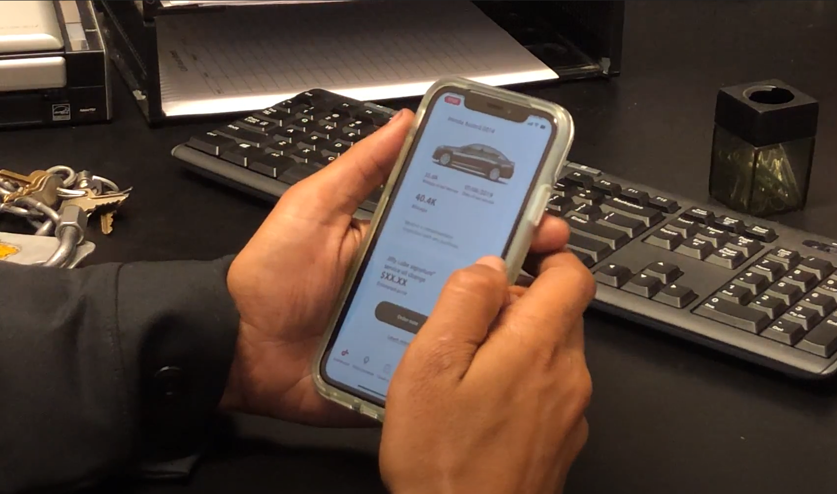 A Jiffy Lube customer service attendant participates in the study