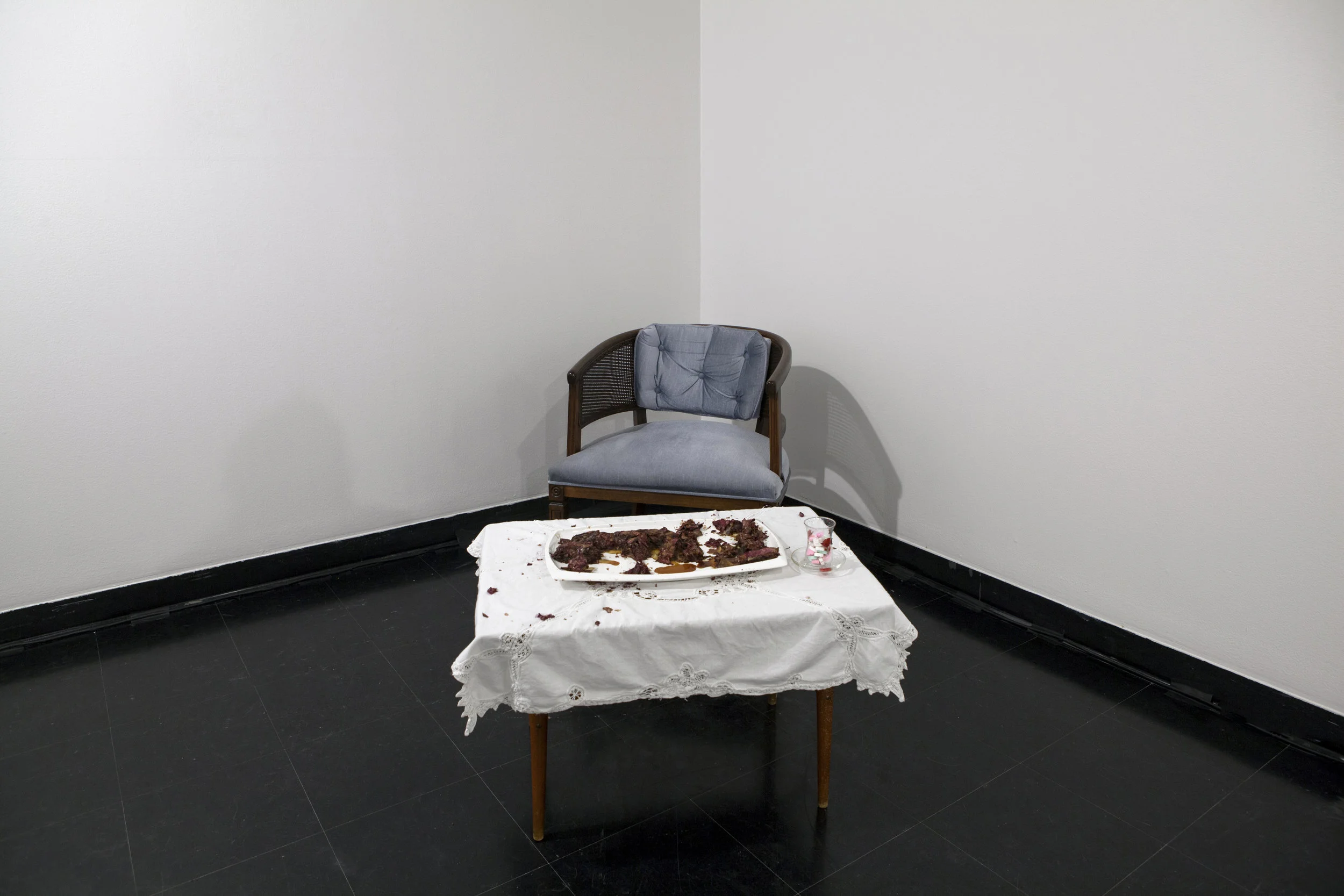 Image: Installation view of Not the Camera, But the Filing Cabinet: Performative Body Archives in Contemporary Art, 2018, Gallery 1C03 in Winnipeg, Canada.