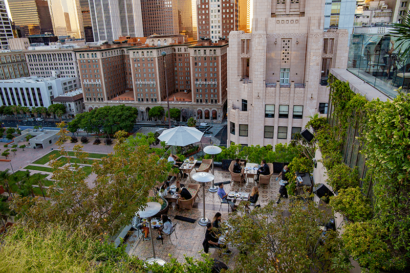French bistro and rooftop bar with spectacular unobstructed views Downtown Los LA