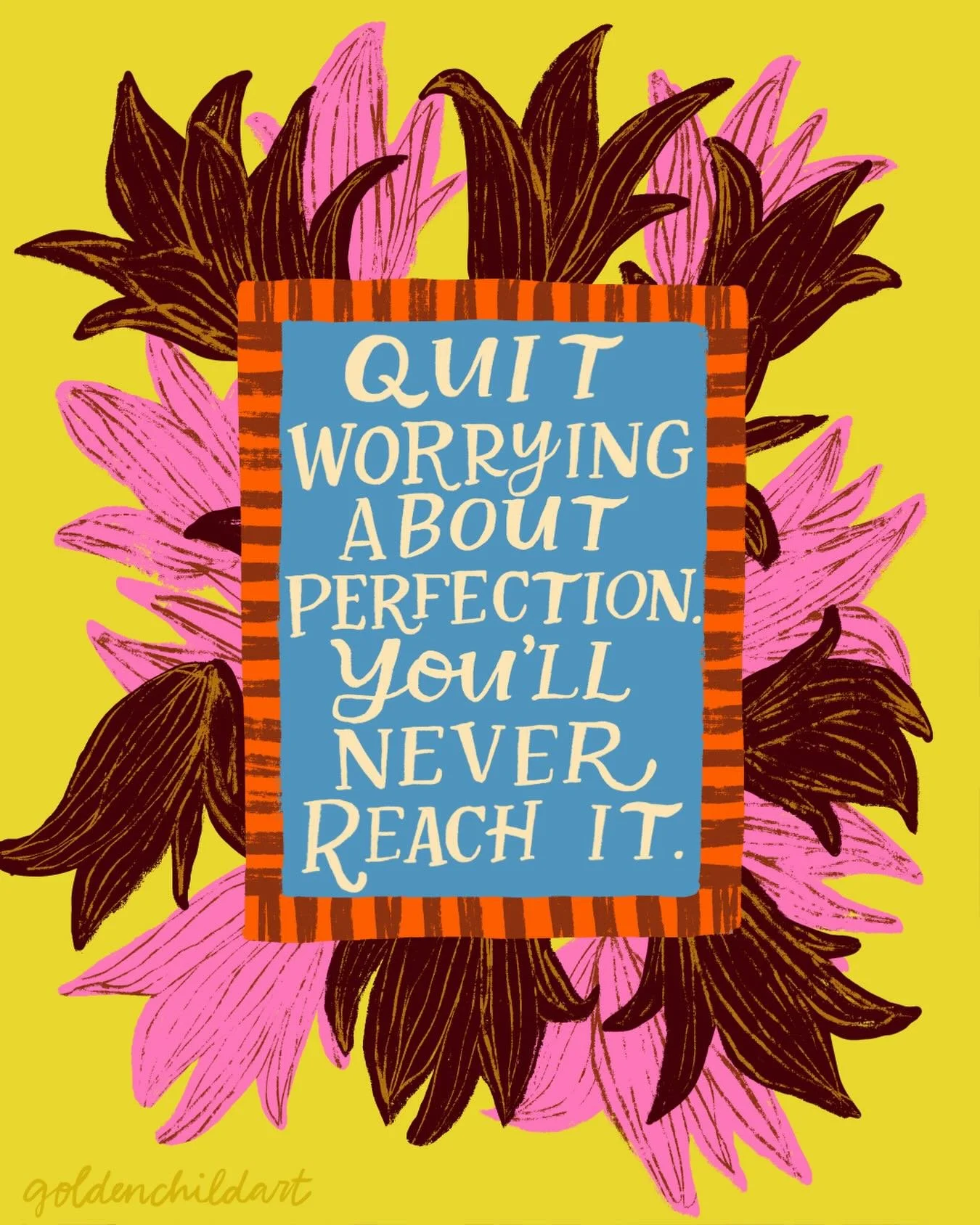 I&rsquo;ve been making art but hesitant to share and recently there&rsquo;s a nagging feeling to just start putting it out there already.
This one&rsquo;s a version of a Dali quote I read today, an idea that truly hits home for me. I like to letter t