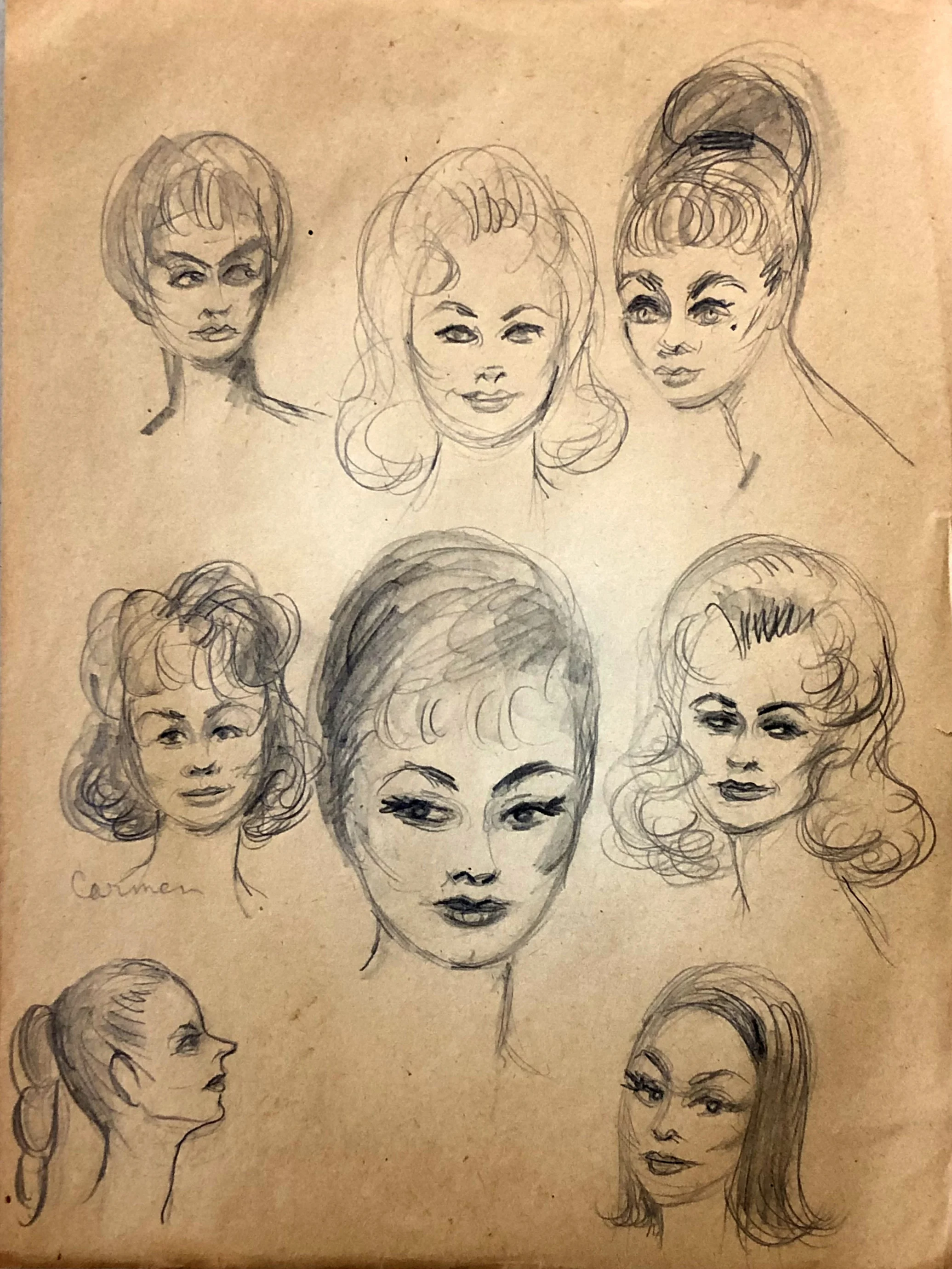 Charcoal drawing by Edith Stevens. Undated.
