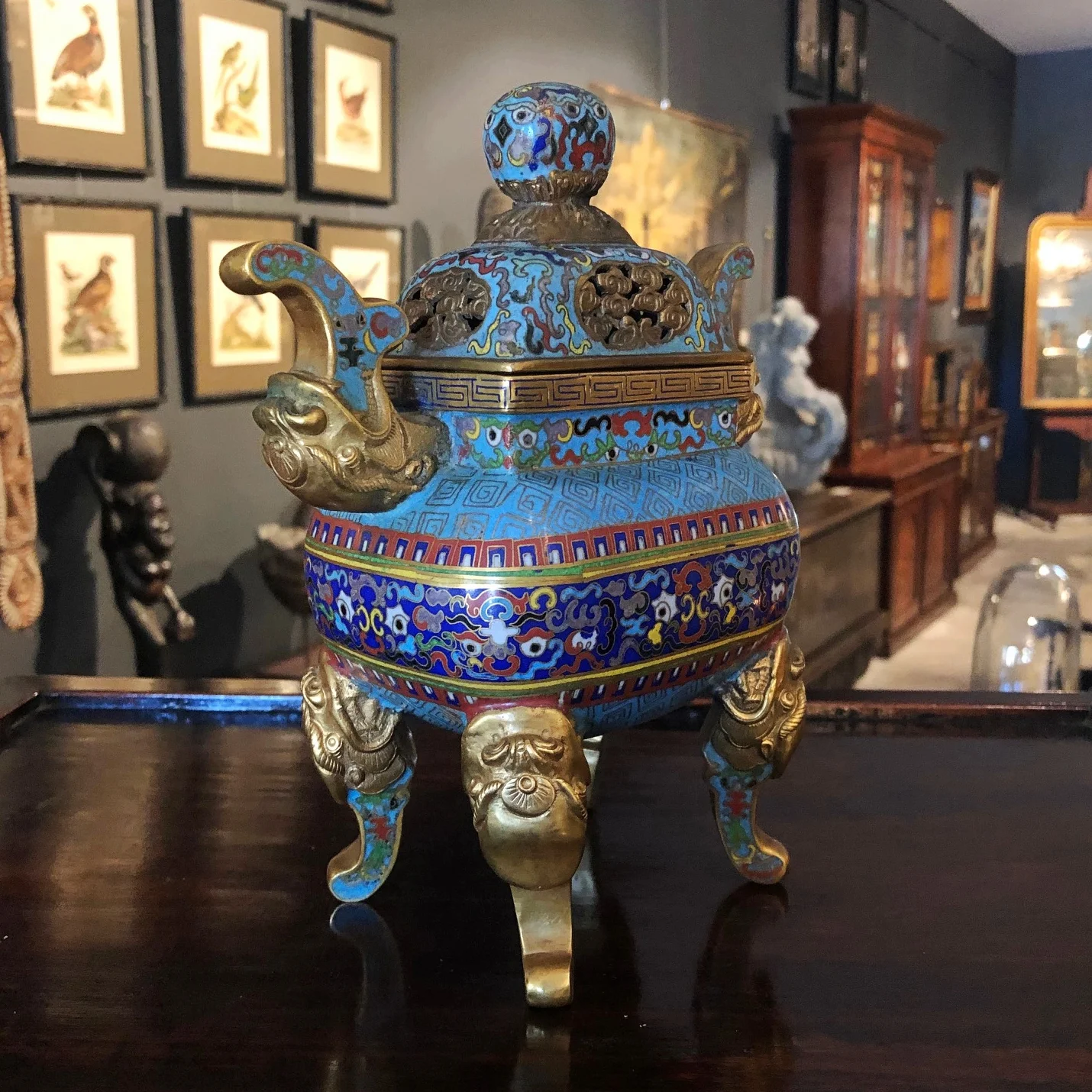 19th century chinese enamel incense burner