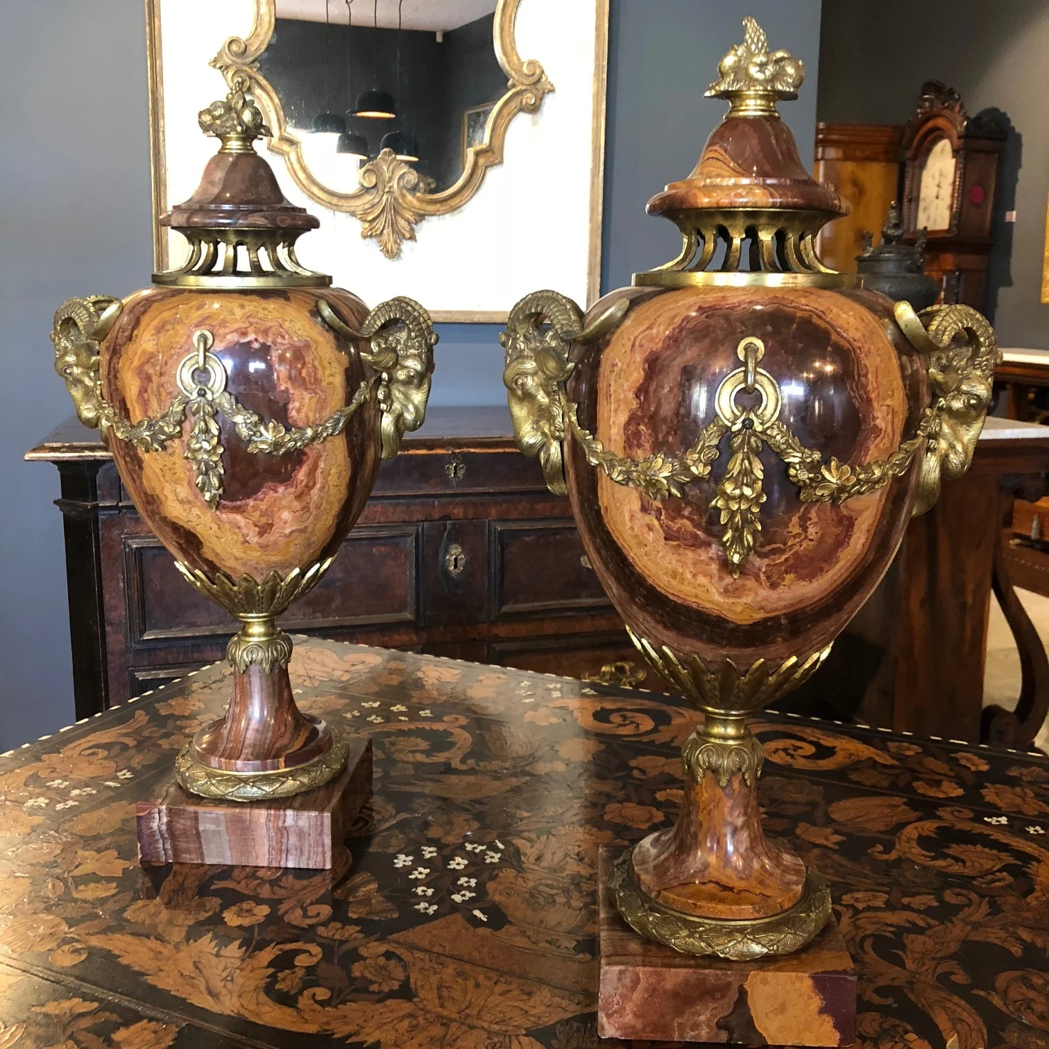 antique french marble urns with ormolu mounts