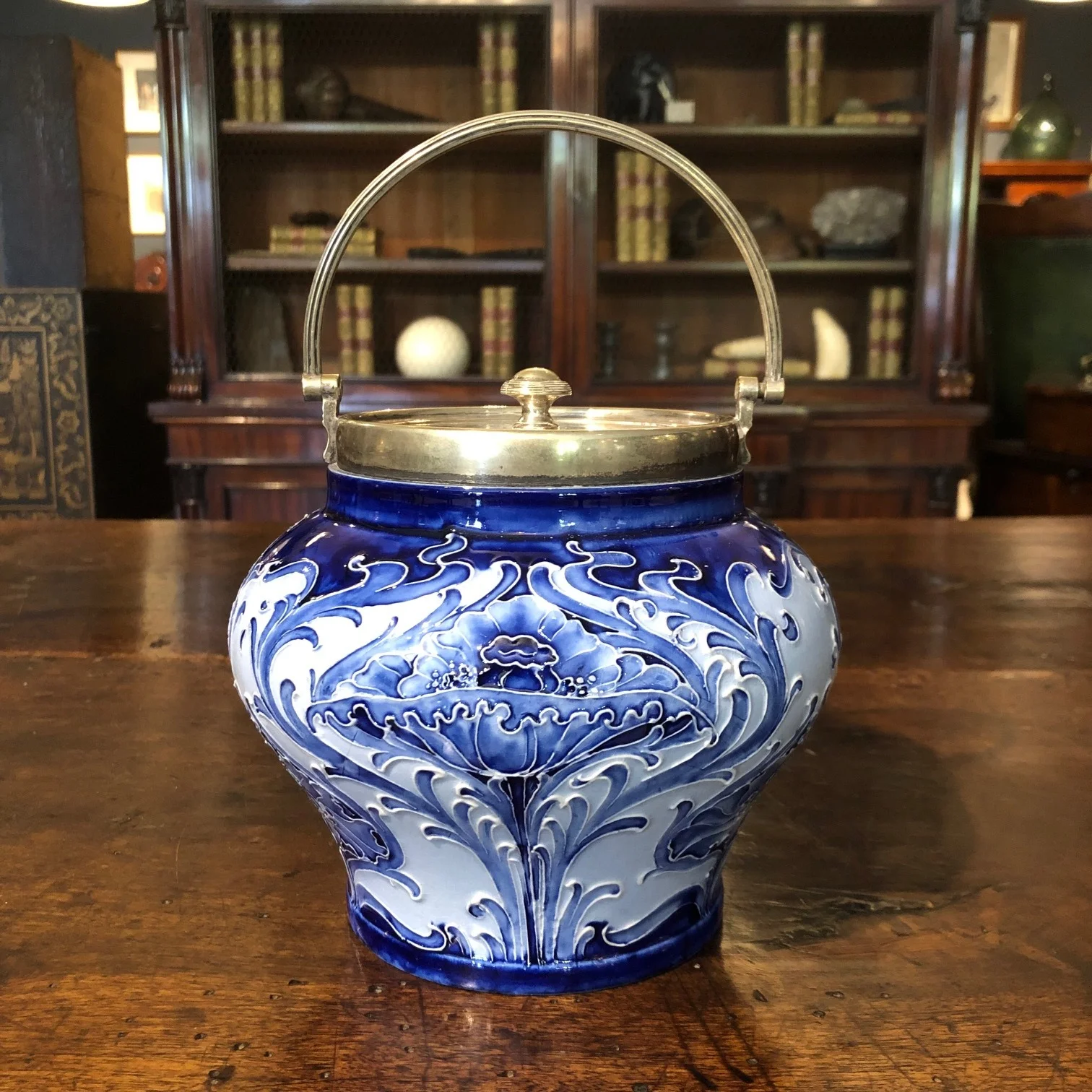 moorcroft florian ware biscuit barrel
