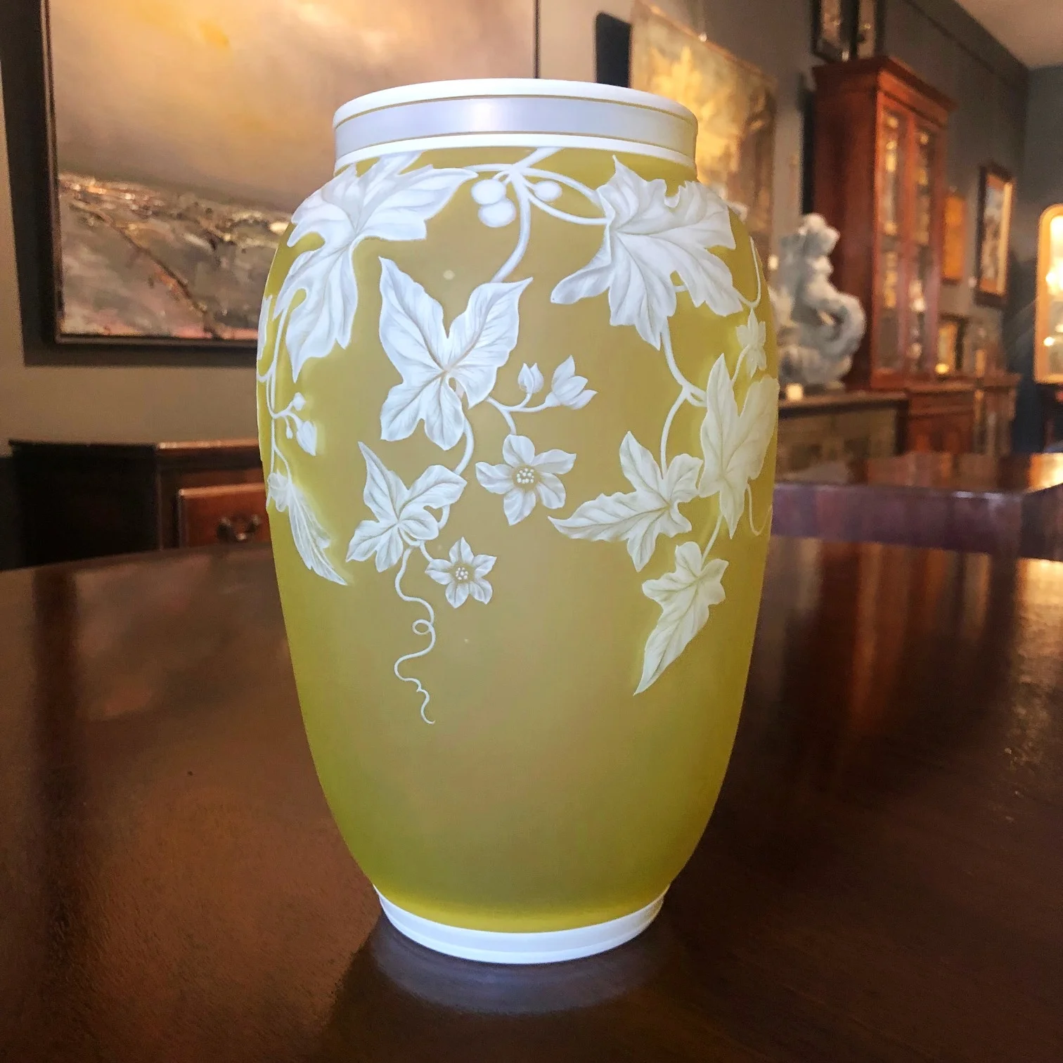 Thomas Webb Yellow Cameo Glass Vase