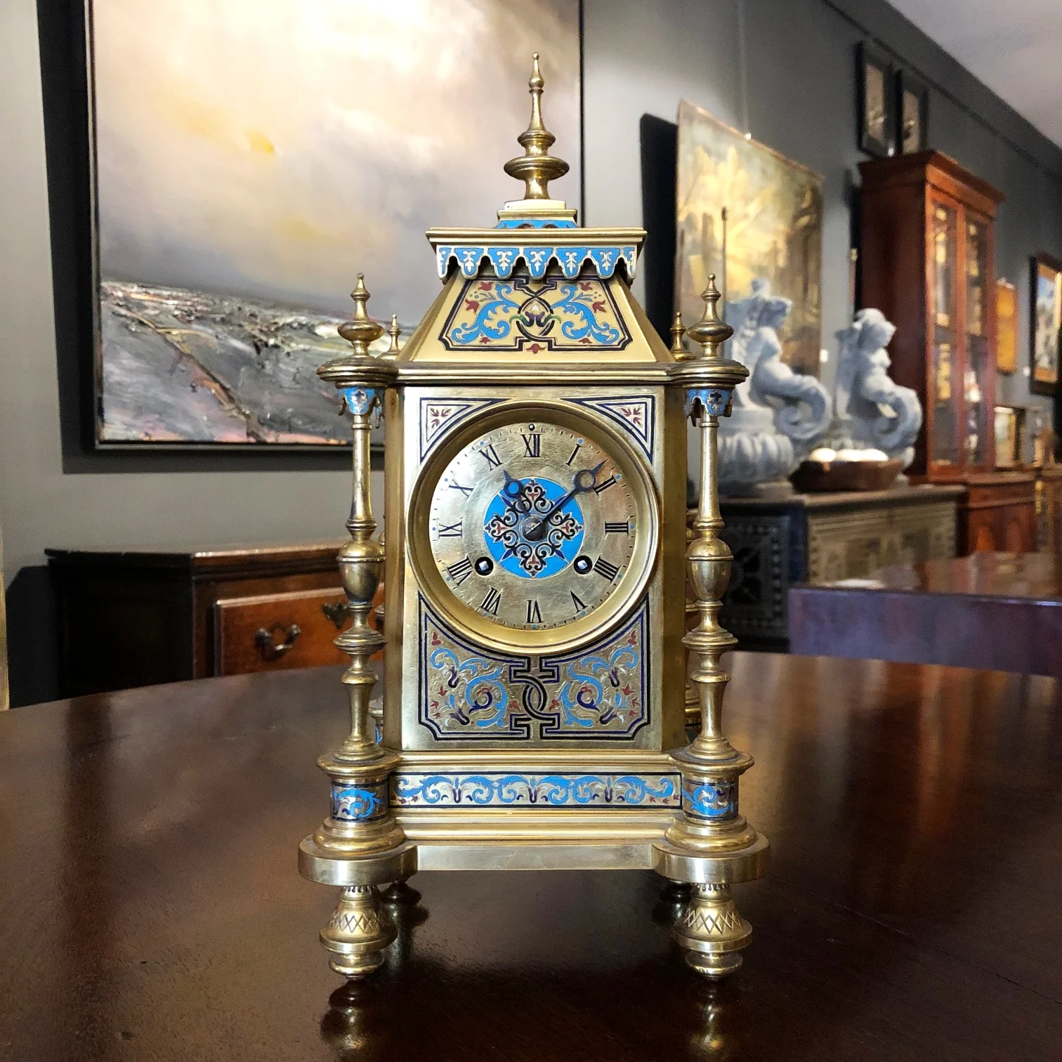Late 19th Century French Enamel Mantle Clock