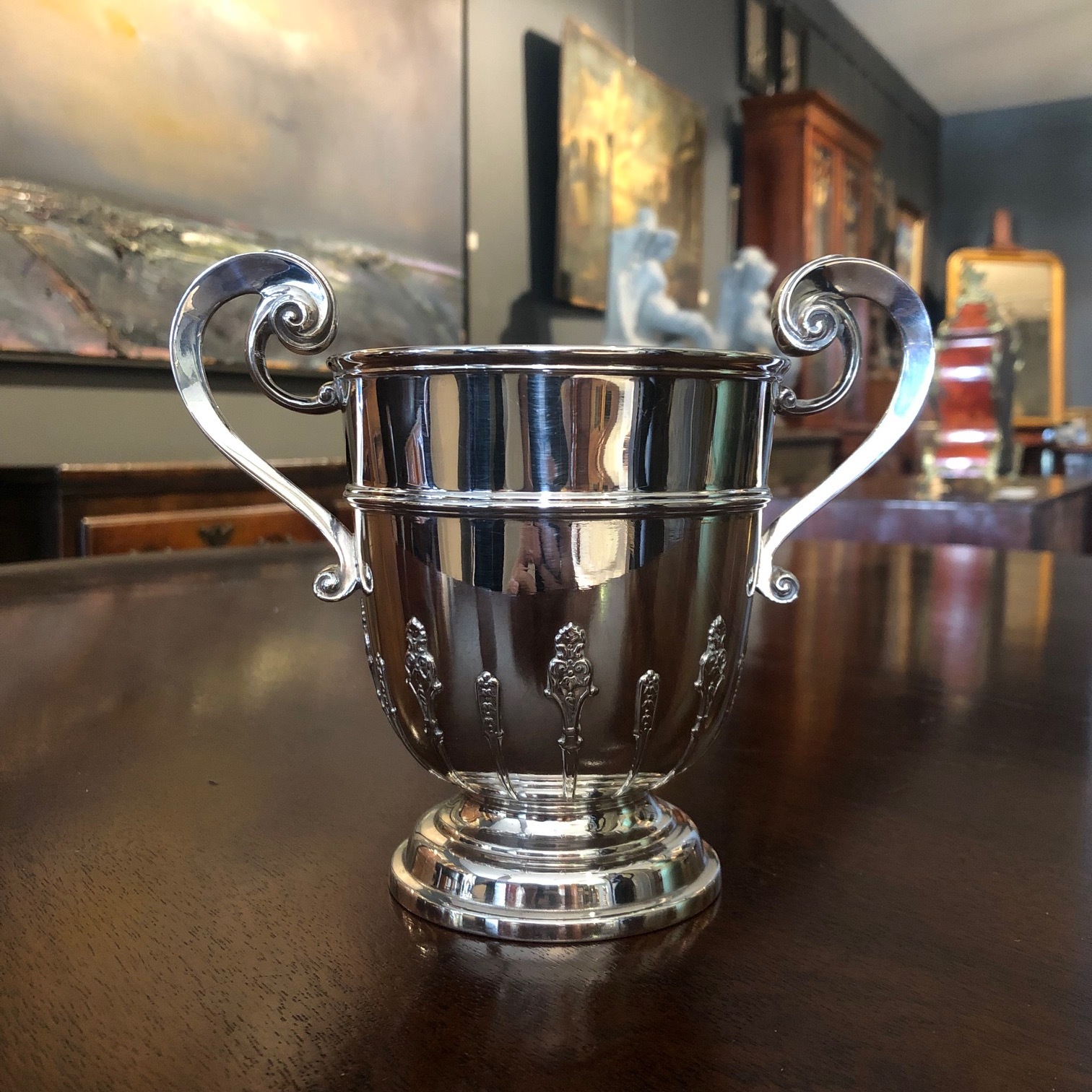 English Sterling Silver Twin Handle Cup by Holland, Aldwinckle &amp; Slater - SOLD