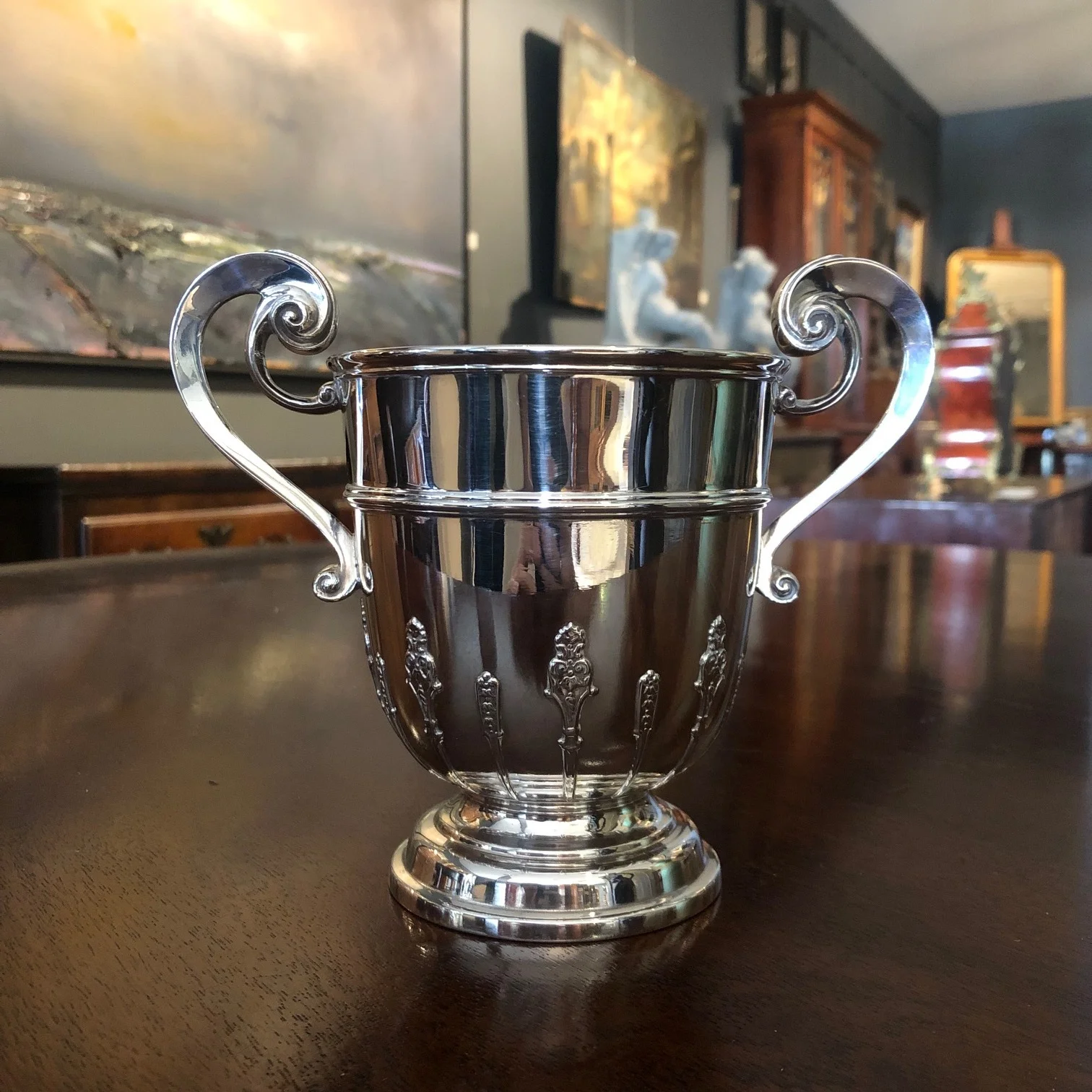 English Sterling Silver Twin Handle Cup by Holland, Aldwinckle & Slater antique