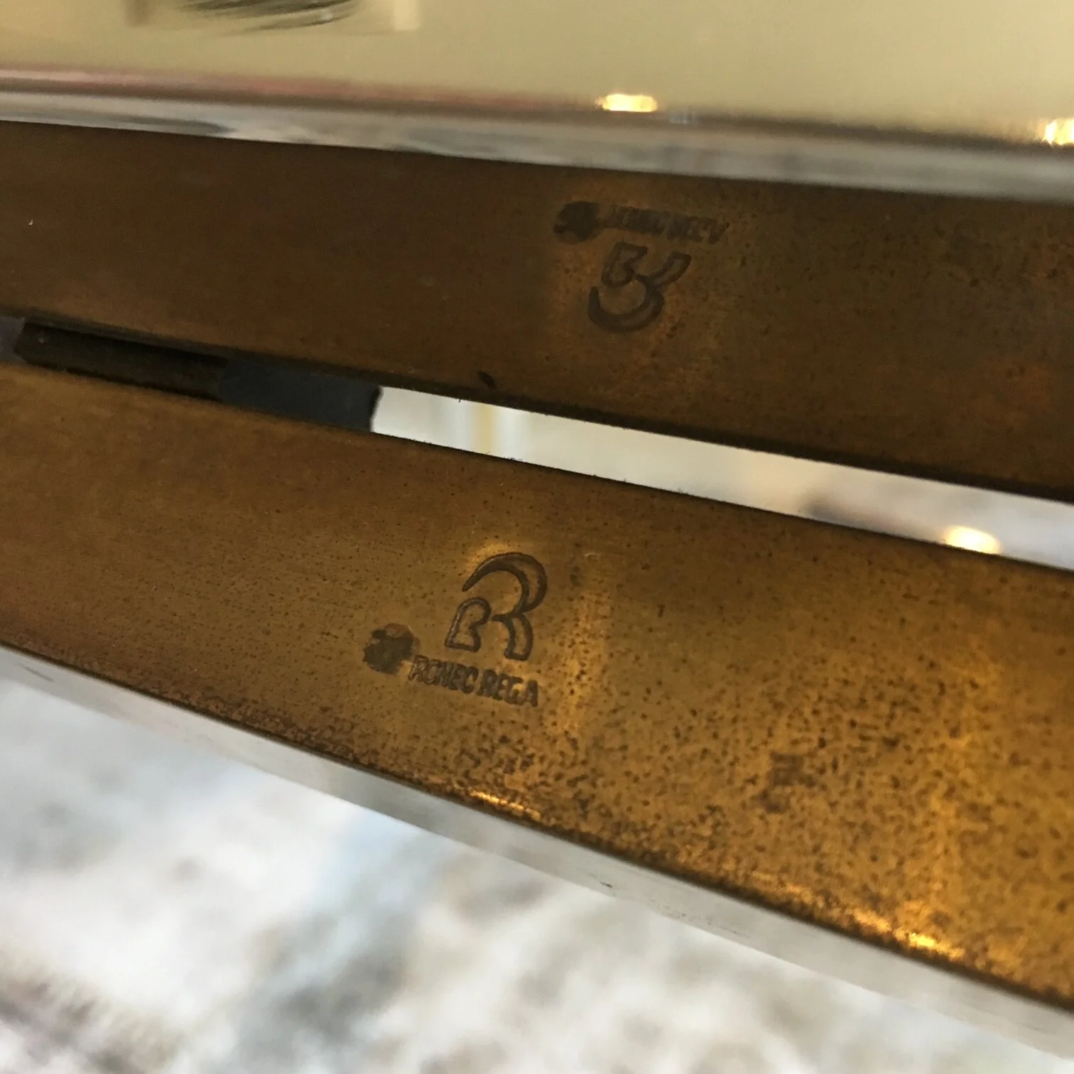 Italian Chrome and Brass Coffee Table romeo rega 1970's mark