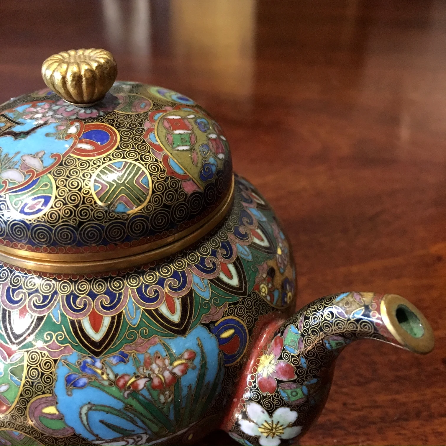 Japanese Meiji Period Miniature Cloisonné Teapot