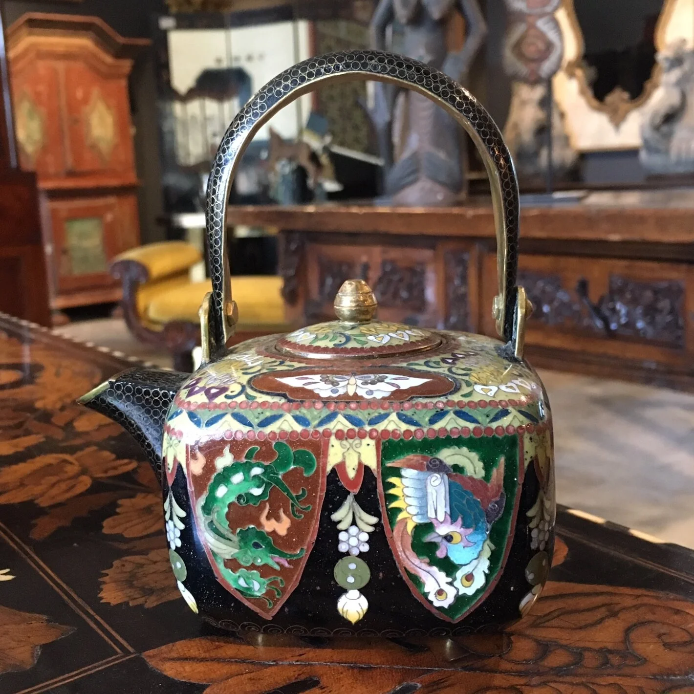 Miniature Japanese Meiji Period Cloisonné Teapot