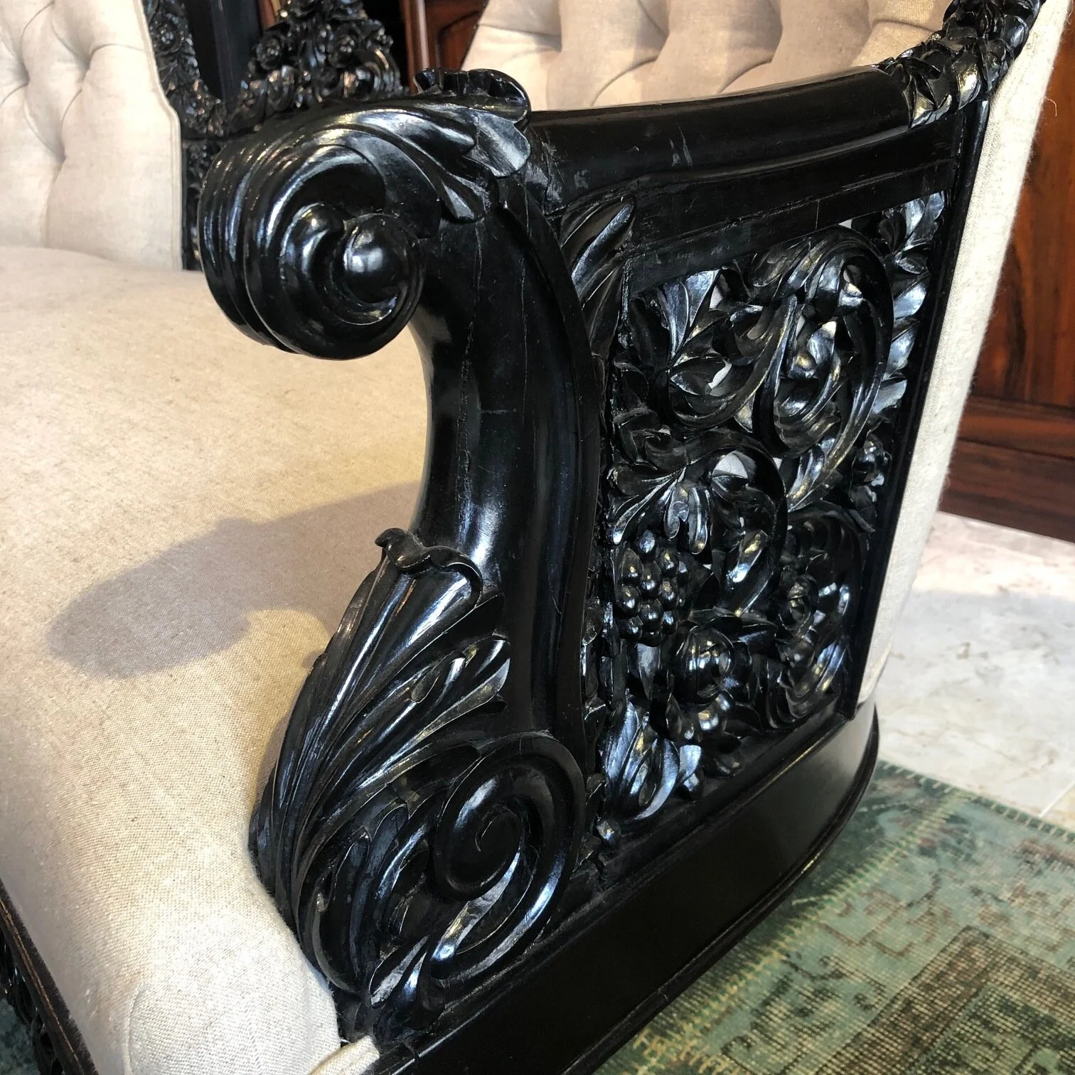 Mid 19th Century Anglo Indian Ebony Couch antique