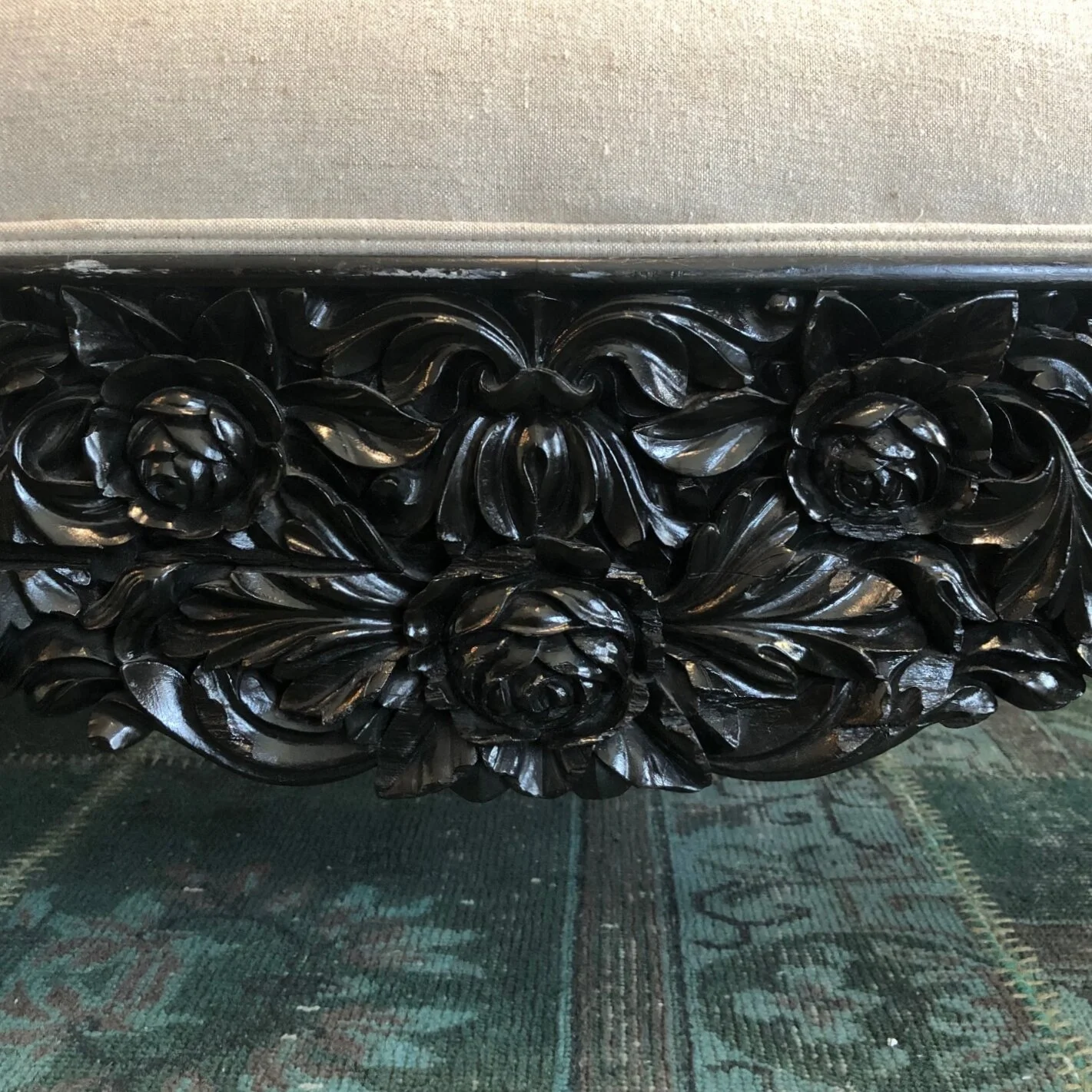 Mid 19th Century Anglo Indian Ebony Couch antique