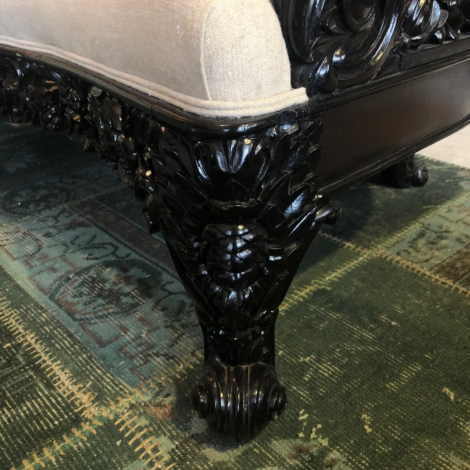 Mid 19th Century Anglo Indian Ebony Couch antique